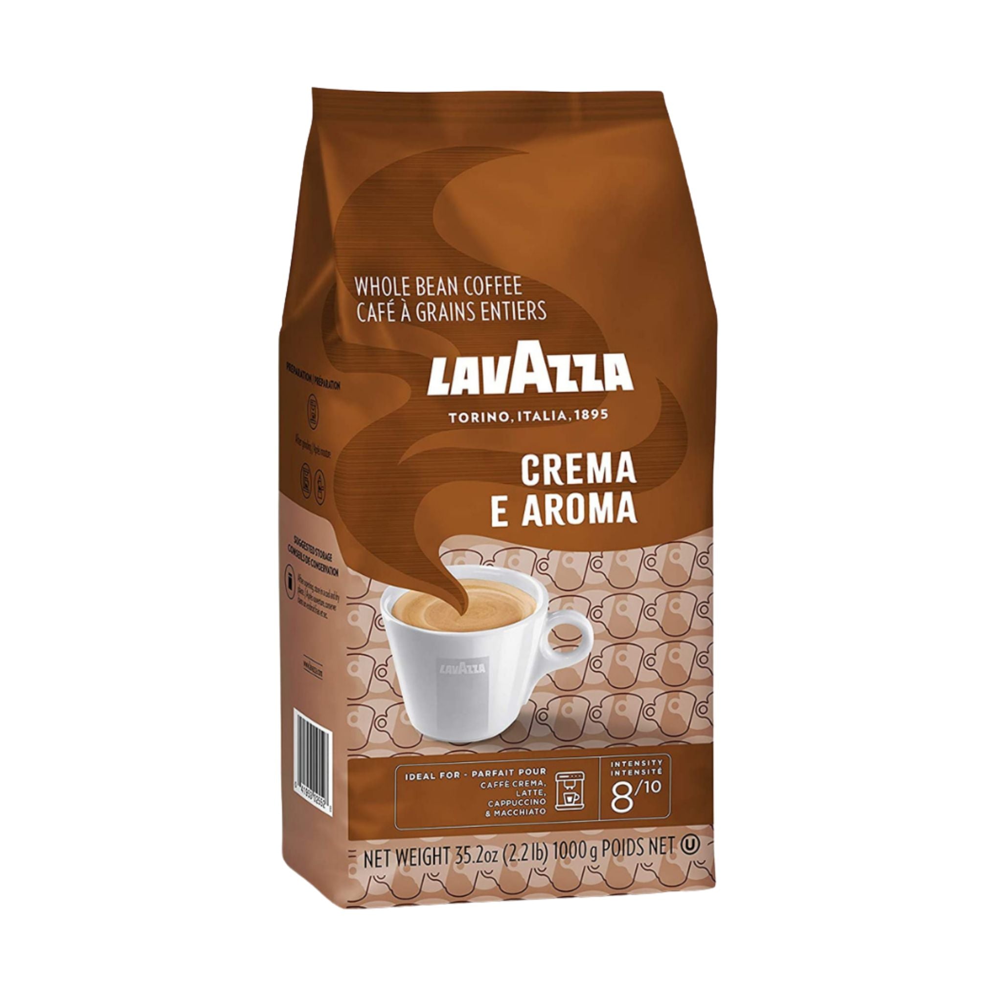 GardenState, Lavazza Crema e Aroma Whole Coffee Beans (1kg) – Medium Roast, 8/10 Intensity. Premium Italian coffee blend with a rich, full-bodied taste, long-lasting crema, and smooth chocolate notes. Ideal for cafés, restaurants, hotels, and offices. Suitable for espresso machines, Moka pots, and French press. Roasted in Italy for a high-quality coffee.
