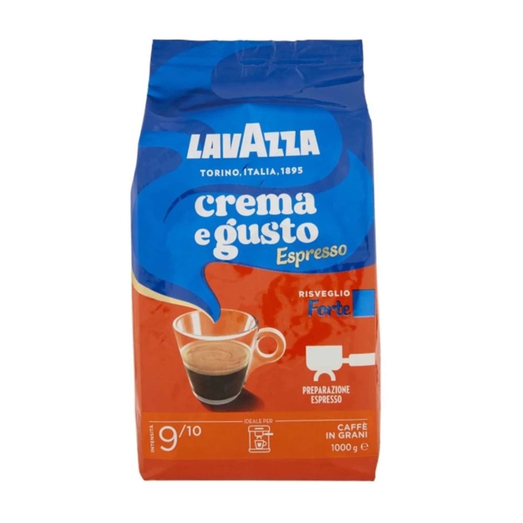GardenState, Lavazza Crema e Aroma Espresso Forte 1kg – Dark roast whole coffee beans with bold flavor, intense aroma, and rich crema. Ideal for espresso machines in cafés or offices.