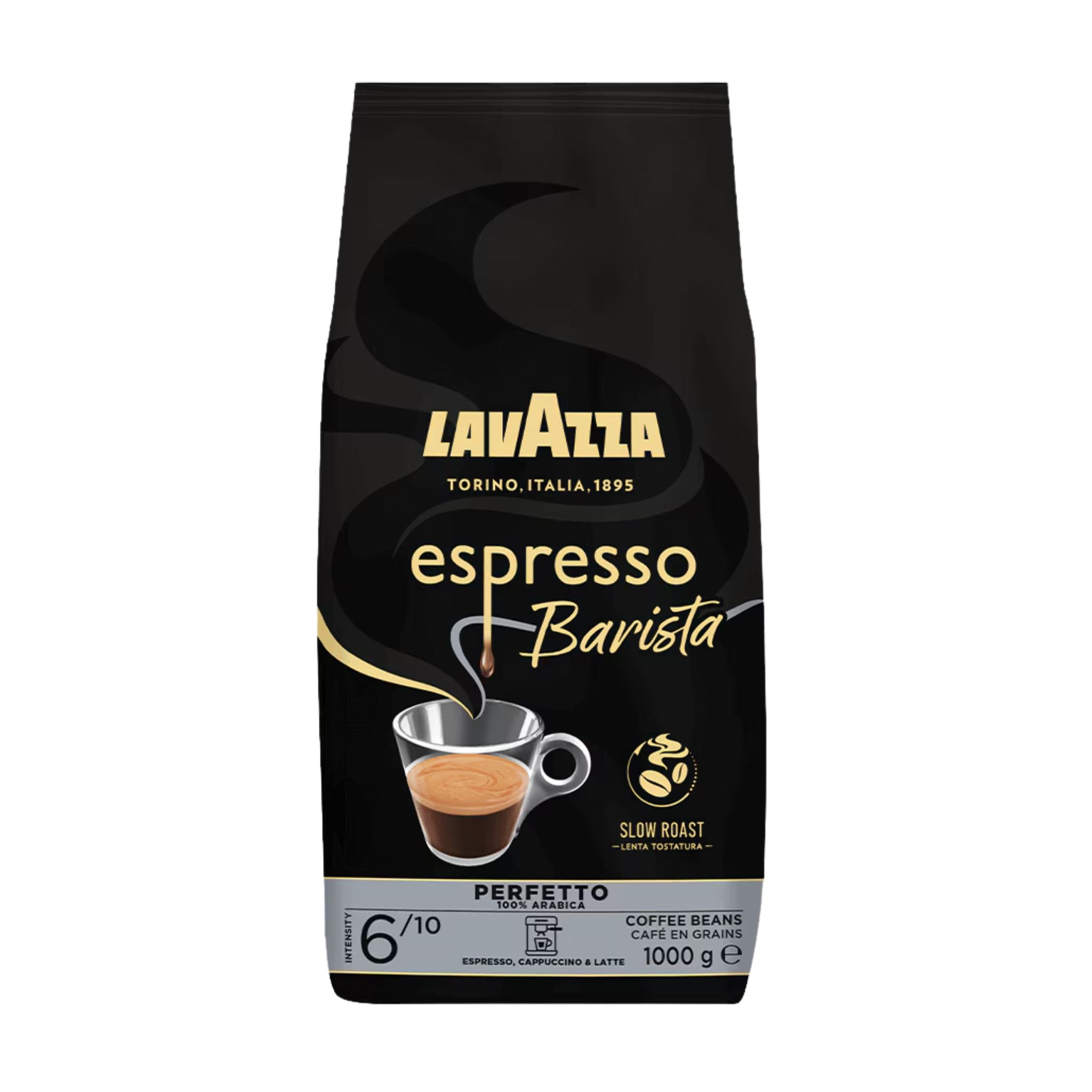 GardenState, Lavazza Espresso Barista Perfetto 1kg whole beans – 100% Arabica, medium roast (6/10 intensity), with honey, chocolate, and roasted coffee notes. Ideal for espresso, cappuccino, or latte.