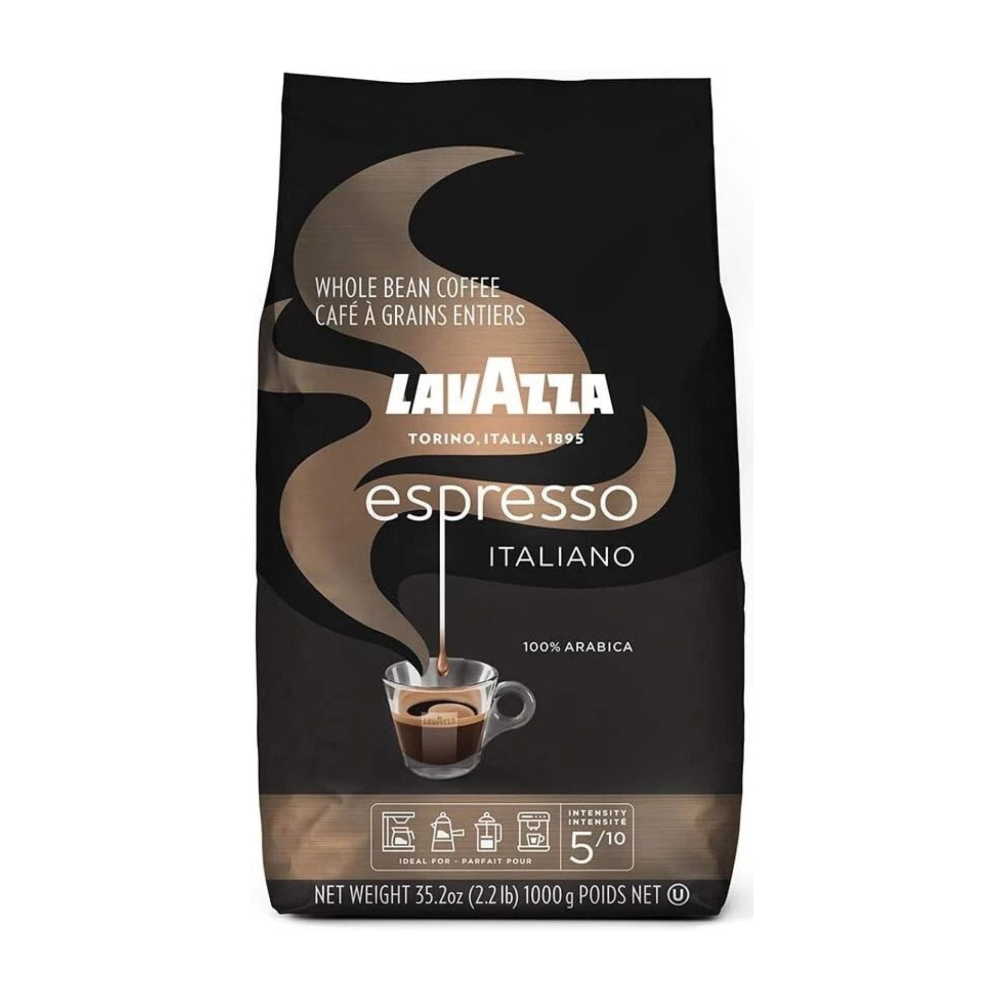 GardenState, Lavazza Espresso Italiano Classico 1kg – Light roast 100% Arabica coffee beans with floral and fruity notes. Perfect for espresso, cappuccino, or latte in cafés or offices.