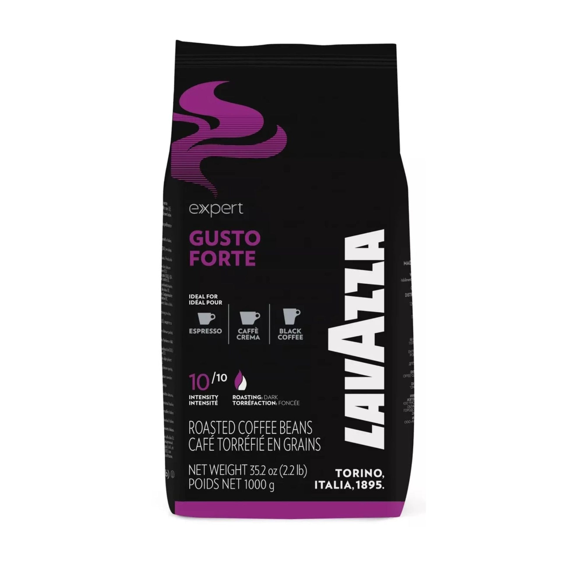 GardenState, Lavazza Expert Gusto Forte Coffee Beans (1kg) – Dark Roast, Full-Bodied Robusta Blend with a Strong, Nutty, and Cocoa Aftertaste. Ideal for Espresso, Black Coffee, and Café Crema. Perfect for Offices, Vending Machines, and Automatic Espresso Machines.