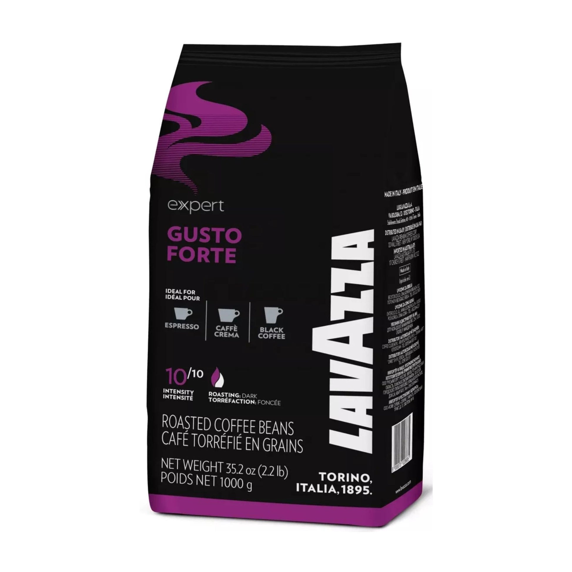 GardenState, Lavazza Expert Gusto Forte Coffee Beans (1kg) – Dark Roast, Full-Bodied Robusta Blend with a Strong, Nutty, and Cocoa Aftertaste. Ideal for Espresso, Black Coffee, and Café Crema. Perfect for Offices, Vending Machines, and Automatic Espresso Machines.
