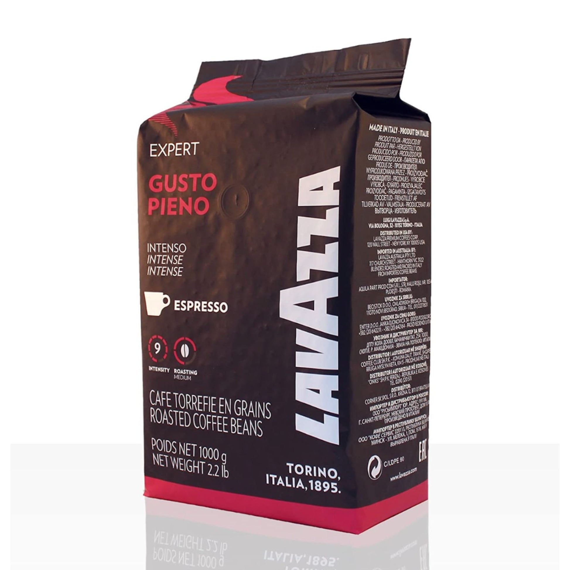 GardenState, Lavazza Expert Gusto Pieno Whole Coffee Beans offer delivering a powerful, rich coffee experience. Ideal for espresso machines, vending machines, and automatic coffee makers, making it a great choice for high-demand environments like offices and commercial spaces. 