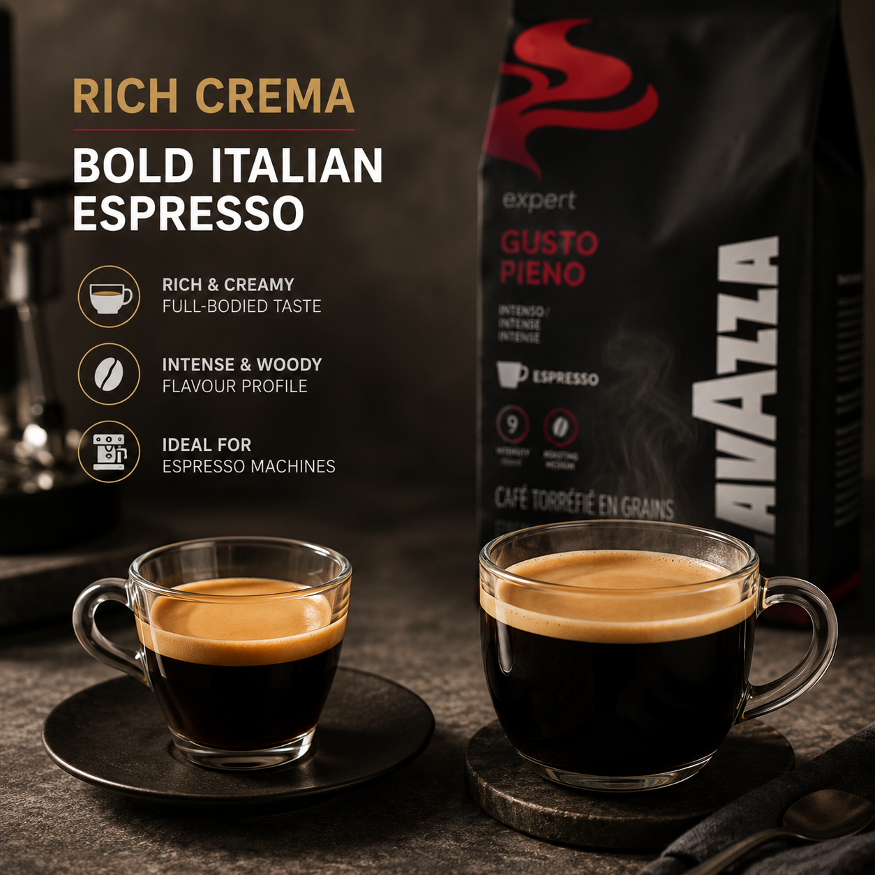 GardenState, Lavazza Expert Gusto Pieno Whole Coffee Beans offer delivering a powerful, rich coffee experience. Ideal for espresso machines, vending machines, and automatic coffee makers, making it a great choice for high-demand environments like offices and commercial spaces. 