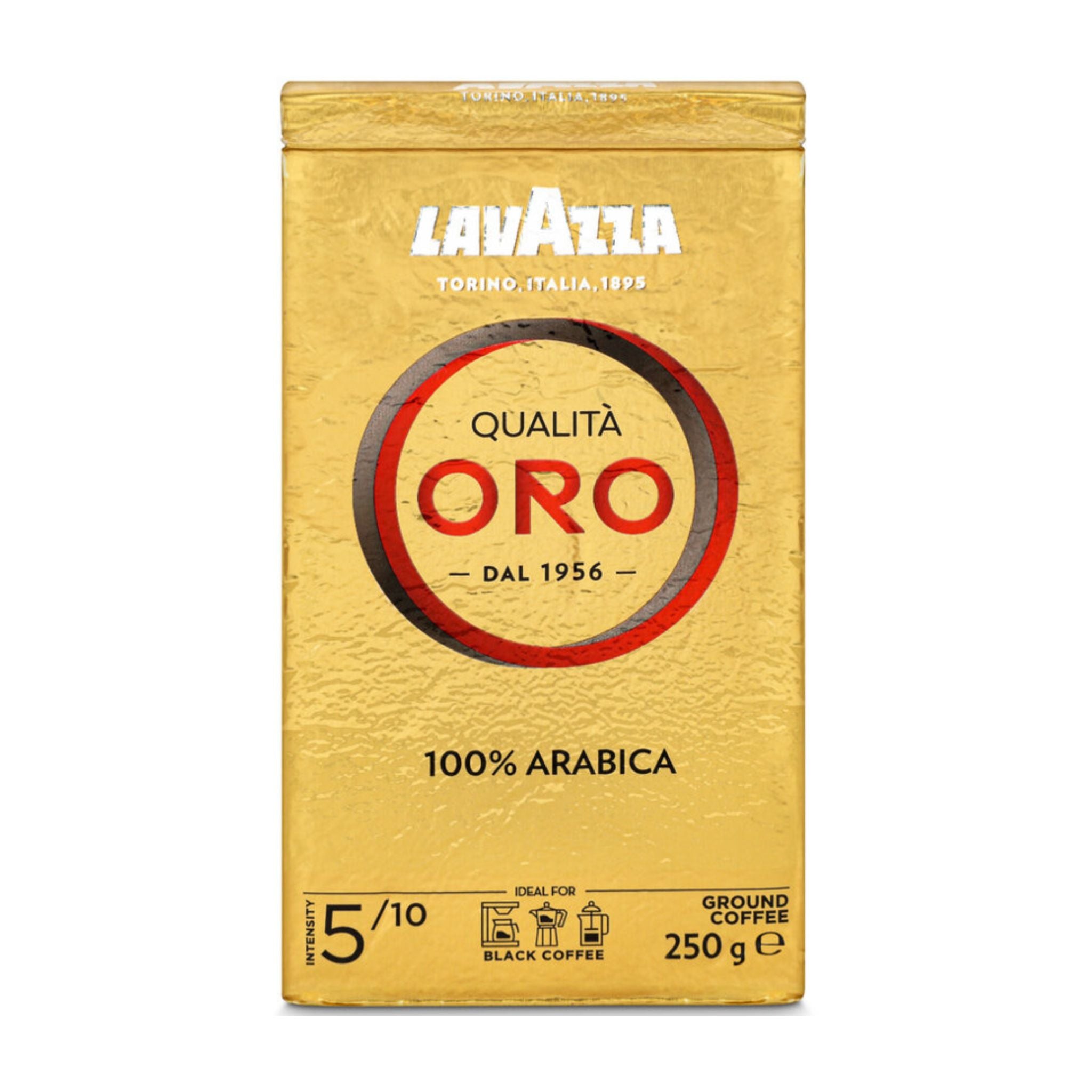 GardenState, Lavazza Qualità Oro 100% Arabica Ground Coffee (250g, Medium Roast, 5/10 Intensity) – Premium Italian coffee blend with smooth, aromatic floral, fruity, and honey notes. Ideal for Moka pots, filter coffee, and French press. 
