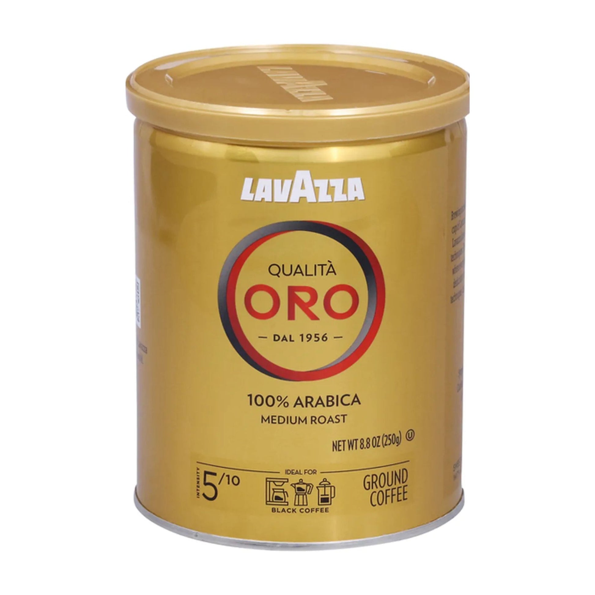 GardenState, Lavazza Qualità Oro Ground Coffee 250g tin – Medium roast, 100% Arabica blend with fruity and floral notes. Ideal for filter coffee, moka pot, and French press brewing.