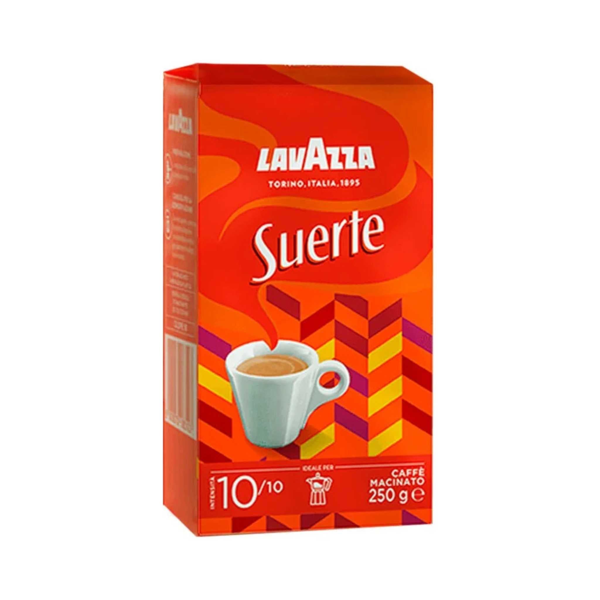 Lavazza Suerte ground coffee 250g pack strong Italian Robusta blend high caffeine B2B coffee supplier Singapore for offices hospitality and maritime use