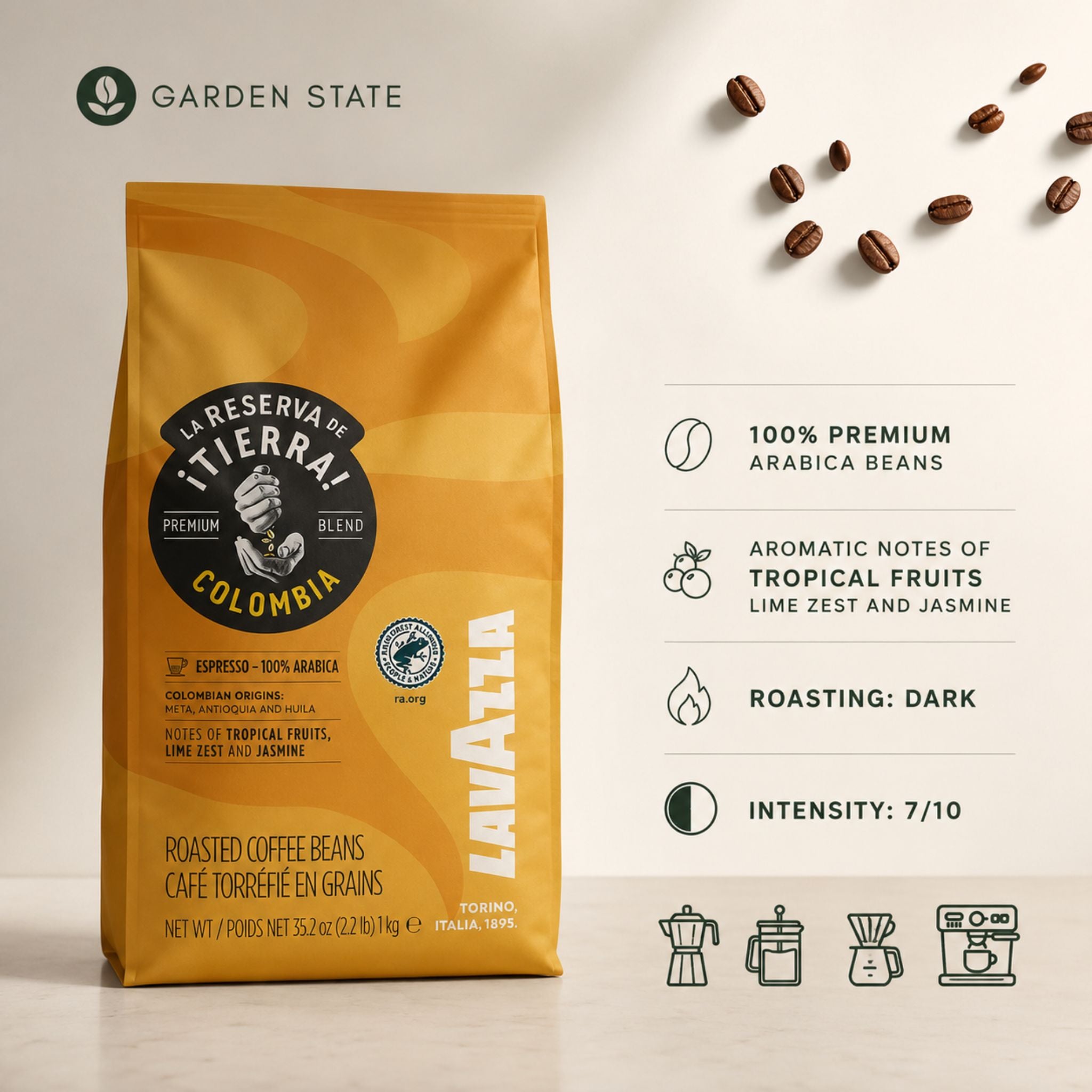 Lavazza La Reserva de Tierra Colombia Whole Coffee Beans (1 kg)