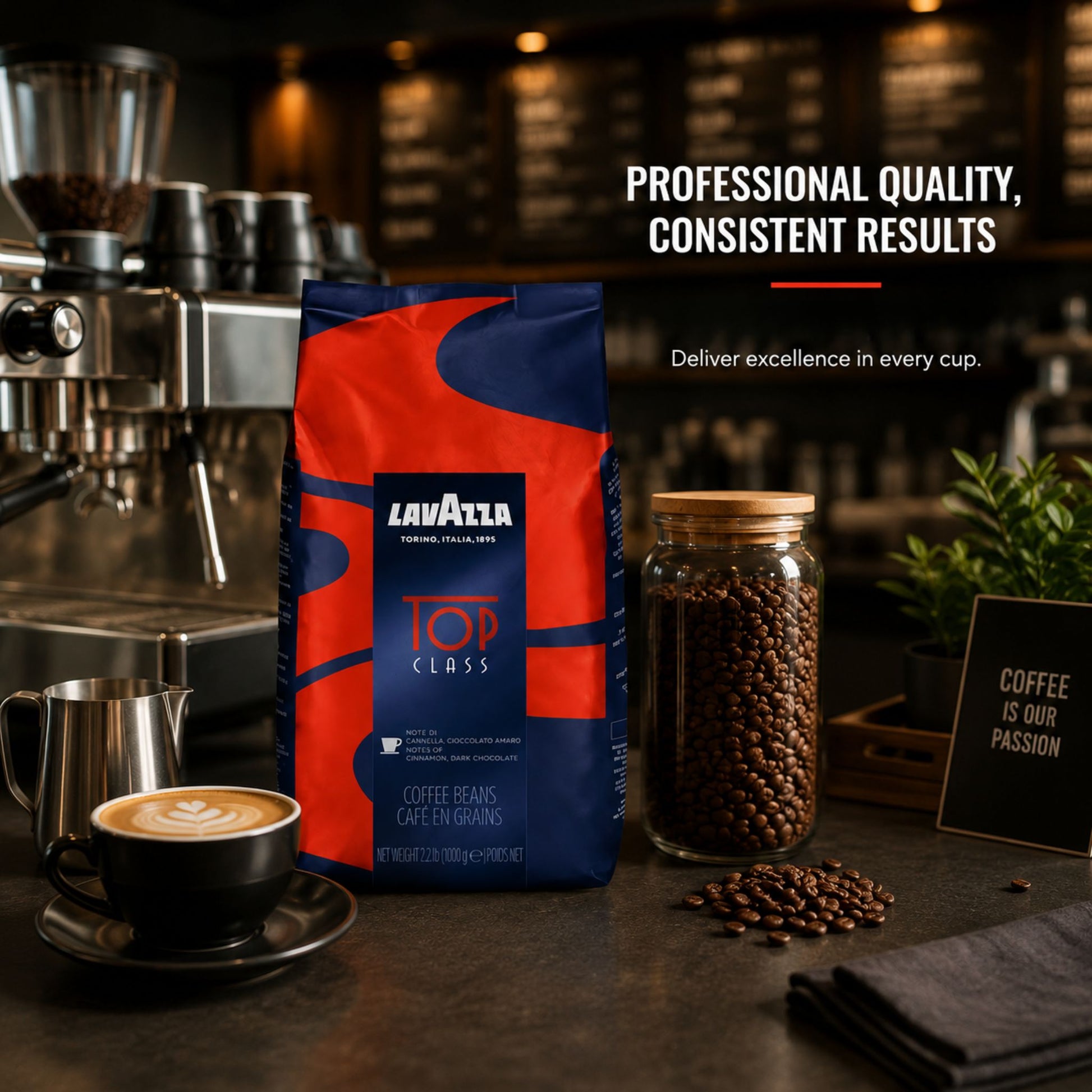 Lavazza Top Class coffee beans package quality Italian coffee for professional bulk supply Singapore.