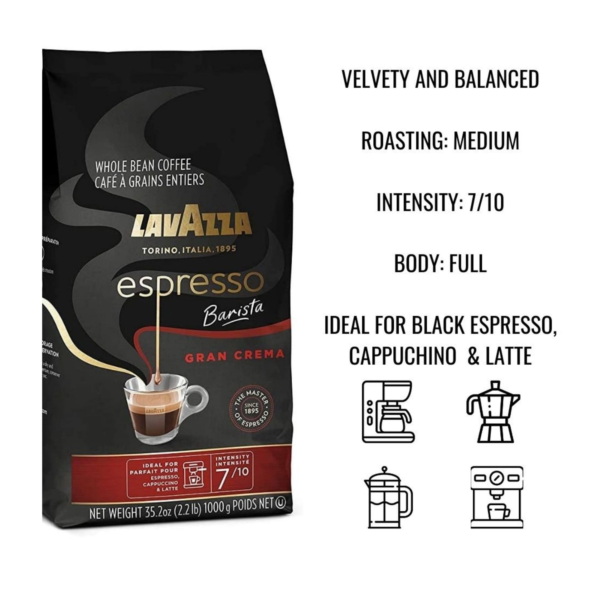 GardenState, Premium Italian whole bean coffee offering a rich, rounded flavor with notes of dried fruits, flowers, and nuts. Medium roast (7/10 intensity) ideal for espresso machines. Smooth, balanced aftertaste and a velvety crema, crafted in Italy. Perfect for cafés, offices, and coffee lovers seeking barista-quality espresso.