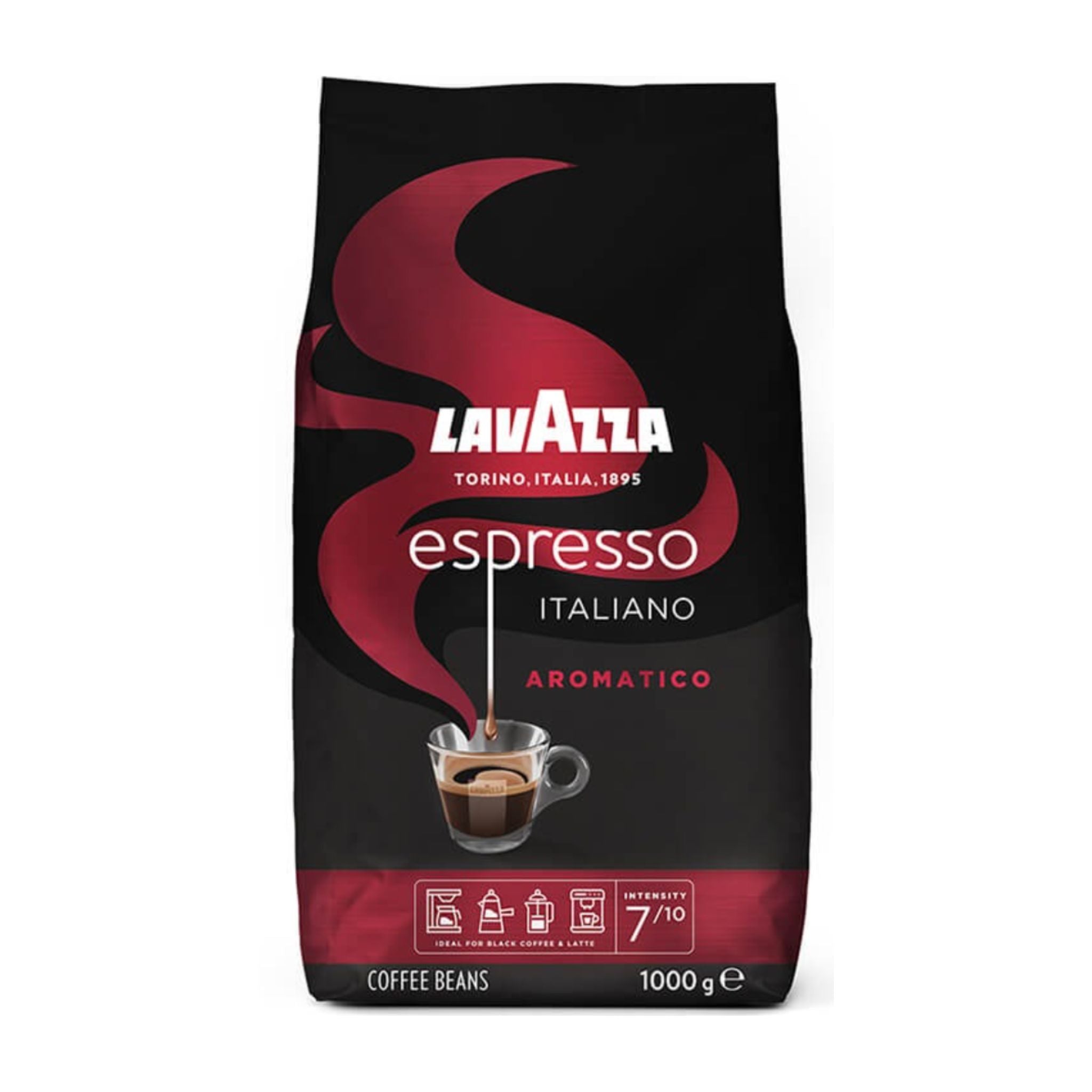 GardenState, Lavazza Espresso Italiano Aromatico Whole Coffee Beans (1kg) – Light Roast, 7/10 Intensity. A premium blend of Arabica & Robusta, offering chocolate and dried fruit notes with a smooth, aromatic flavor. Perfect for espresso, lattes, and more.