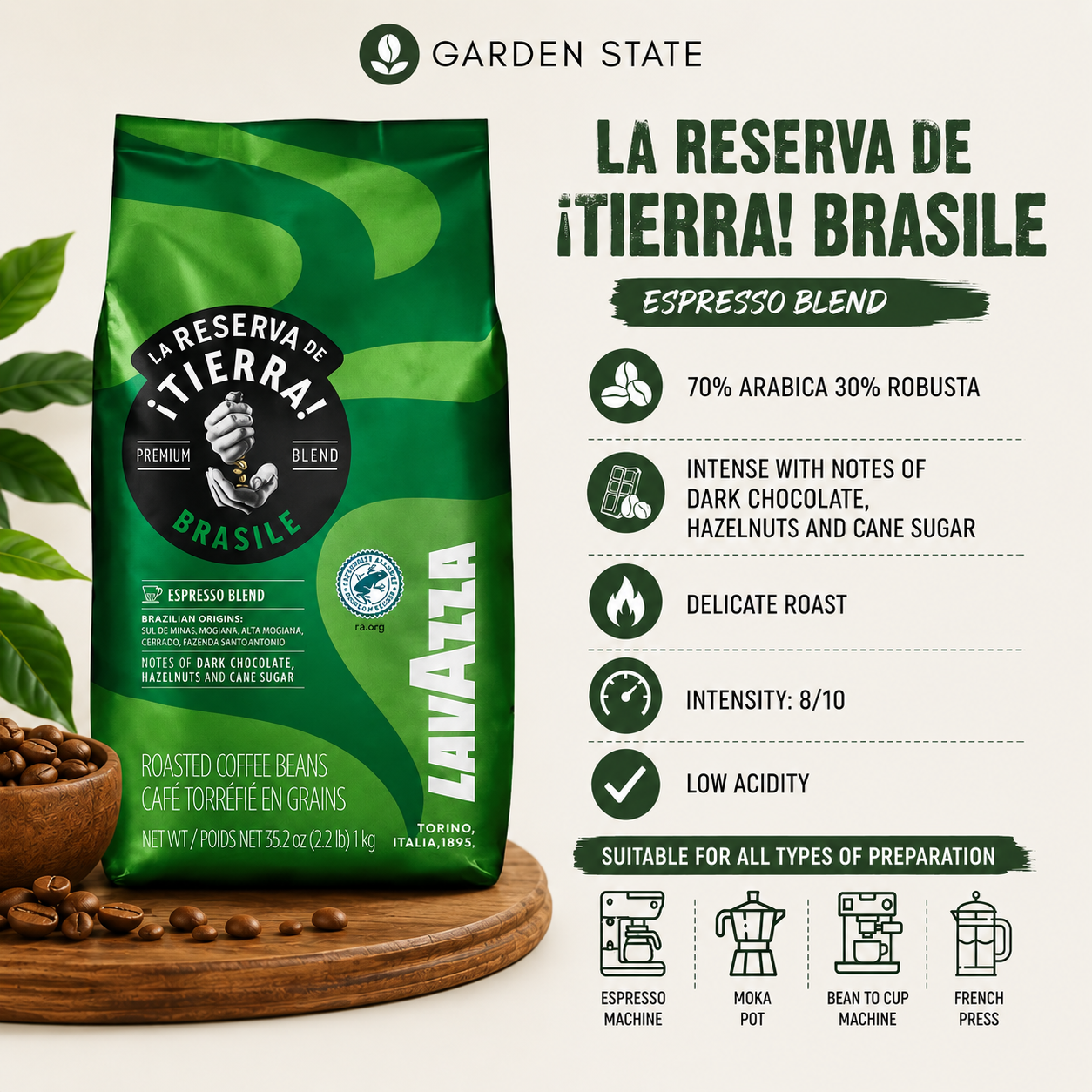 Lavazza La Reserva de Tierra Brasile Blend Coffee Beans (1 kg)