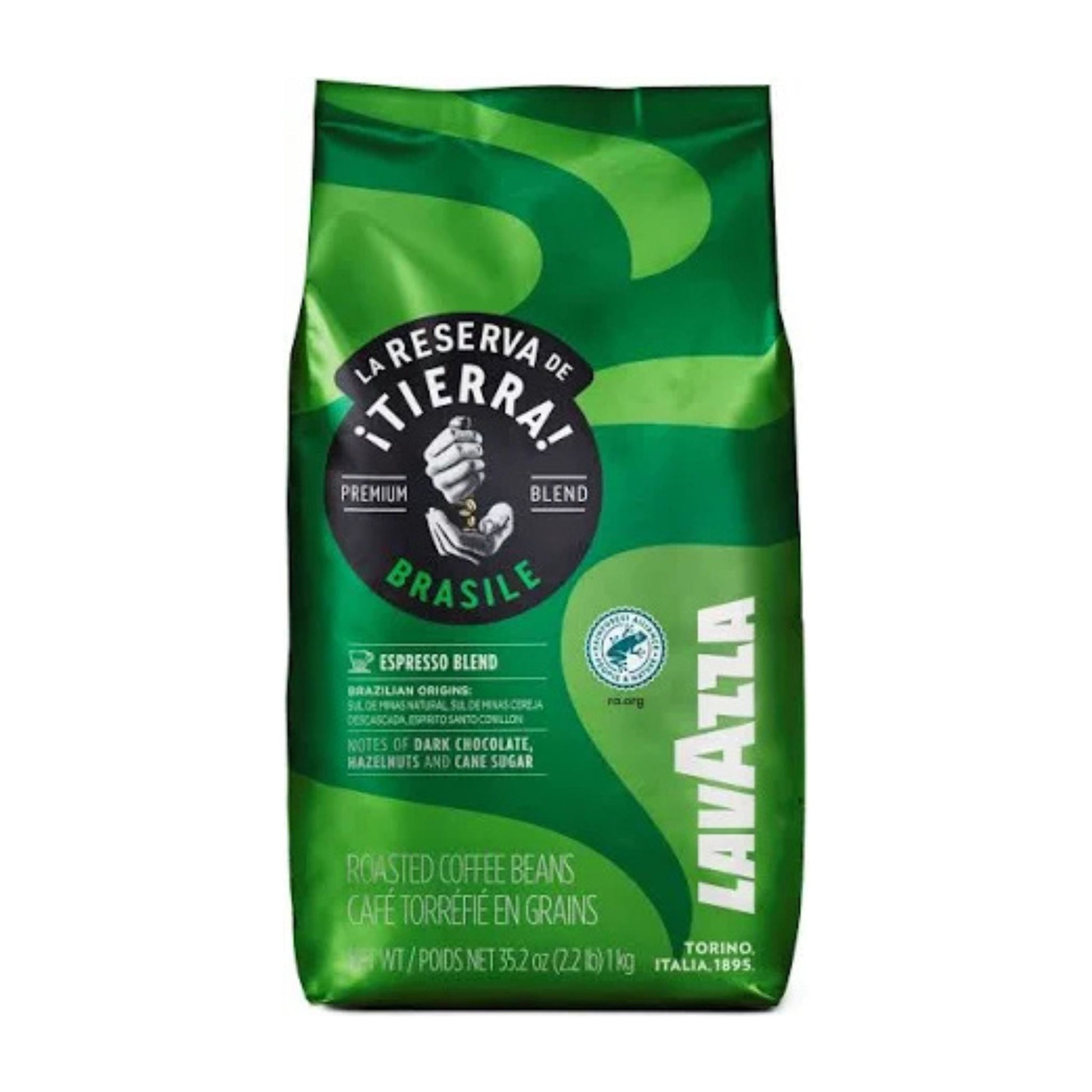 GardenState, Lavazza La Reserva de Tierra Brasile Blend (1kg) – Premium whole bean coffee with 70% Brazilian Arabica and 30% Robusta, medium-dark roast (8/10 intensity). A full-bodied espresso blend with rich flavors of dark chocolate, hazelnuts, and cane sugar. Sustainably sourced, roasted in Italy, and perfect for espresso machines, cappuccinos, and lattes.
