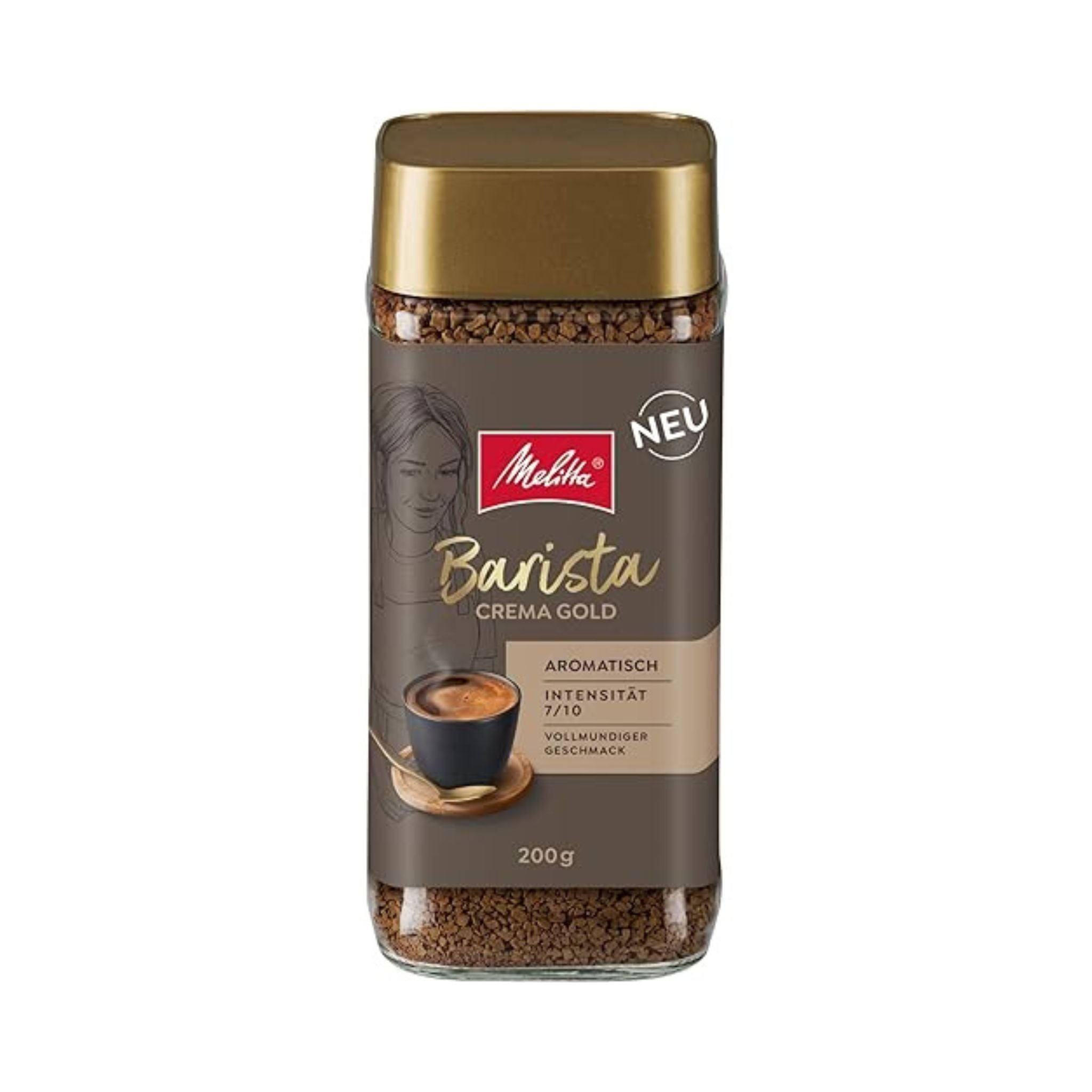 Melitta Barista Instant Crema Gold 200g premium instant coffee jar for office hospitality and maritime use in Singapore with smooth crema and quick preparation