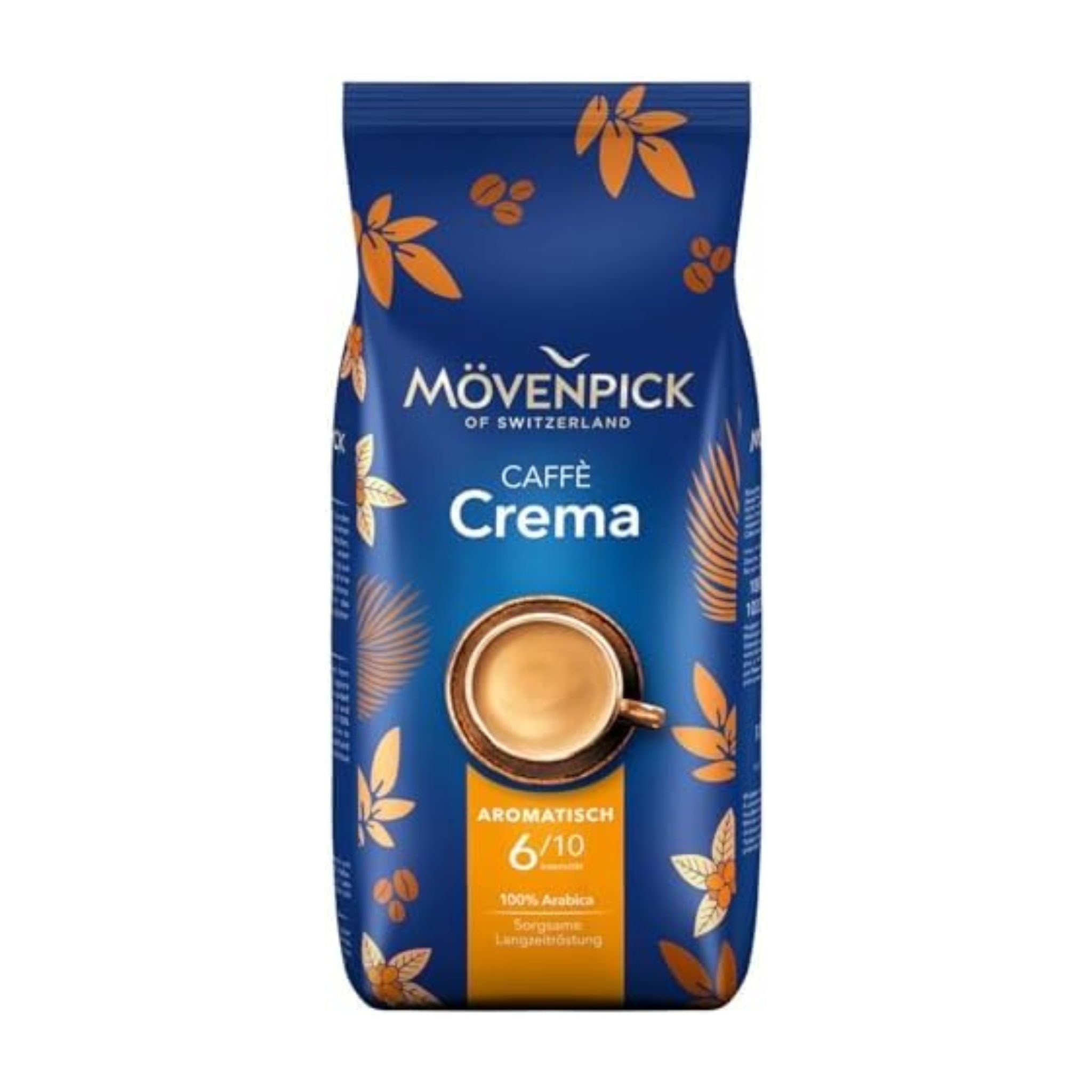 GardenState, 1kg bag of Mövenpick Caffè Crema whole coffee beans – medium/dark roast, 100% Arabica, rich aroma with golden crema, ideal for cafés, offices, and fully automatic coffee machines.
