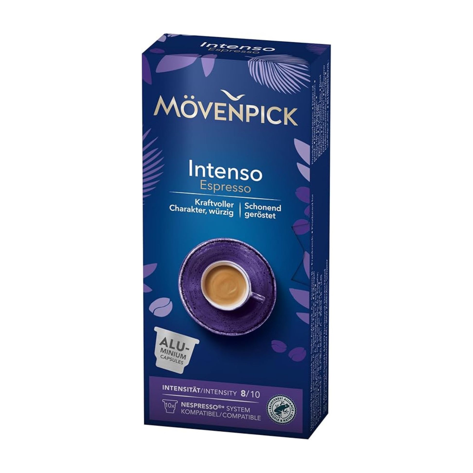 GardenState, Mövenpick Intenso Espresso Coffee Capsules – 10 Nespresso compatible pods, medium-dark roast, intensity 8/10, made with Arabica beans from Central and South America.