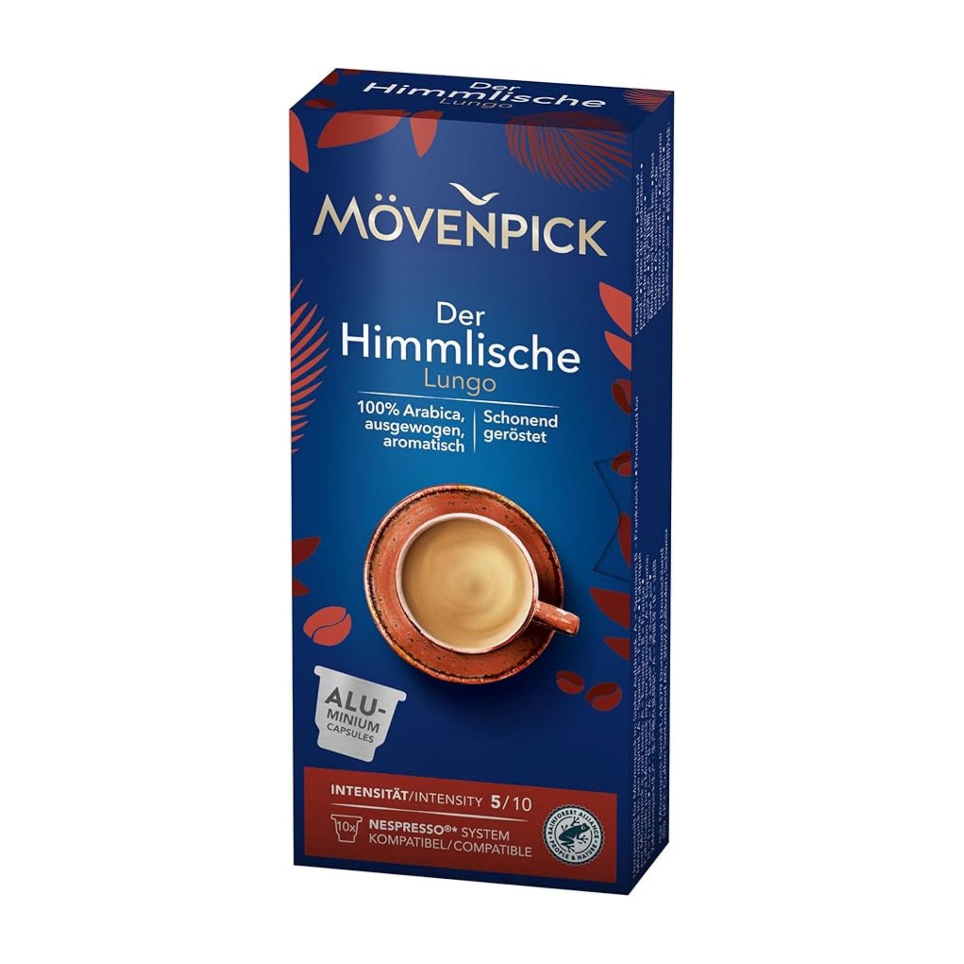 GardenState, Mövenpick Der Himmlische Lungo coffee capsules – Box of 10 Nespresso compatible pods, 100% Arabica, intensity 5/10, Swiss roasted, with rich aroma and balanced flavor