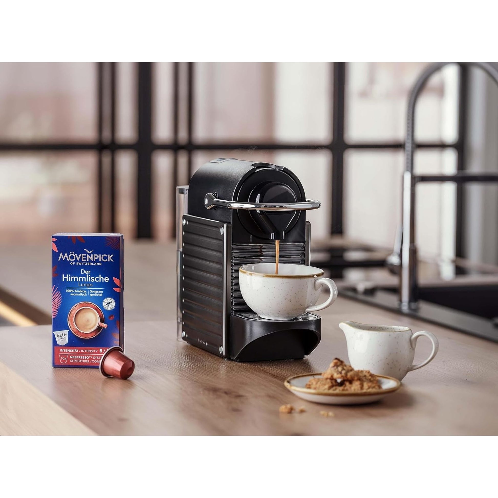 GardenState, Mövenpick Der Himmlische Lungo coffee capsules – Box of 10 Nespresso compatible pods, 100% Arabica, intensity 5/10, Swiss roasted, with rich aroma and balanced flavor