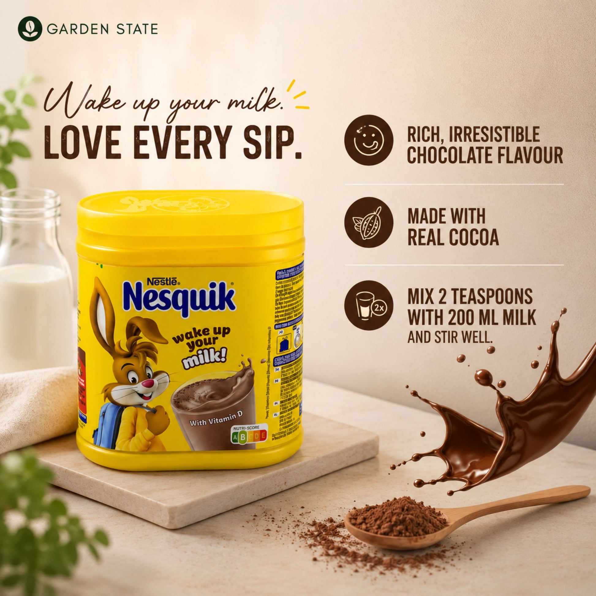 Nestlé Nesquik Chocolate Flavor 500g canister instant chocolate drink powder wholesale Singapore. 