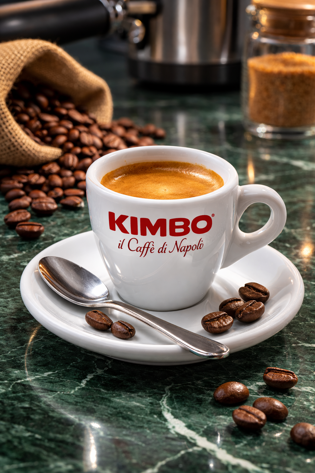 Kimbo espresso coffee cup distributed by Garden State Singapore.