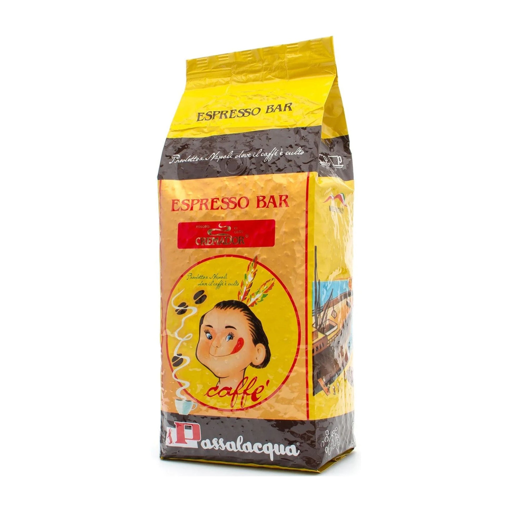 GardenState, 1KG bag of Passalacqua Espresso Bar Cremador whole beans with high intensity, rich chocolate and malty flavour, ideal for espresso, cappuccino, or latte.