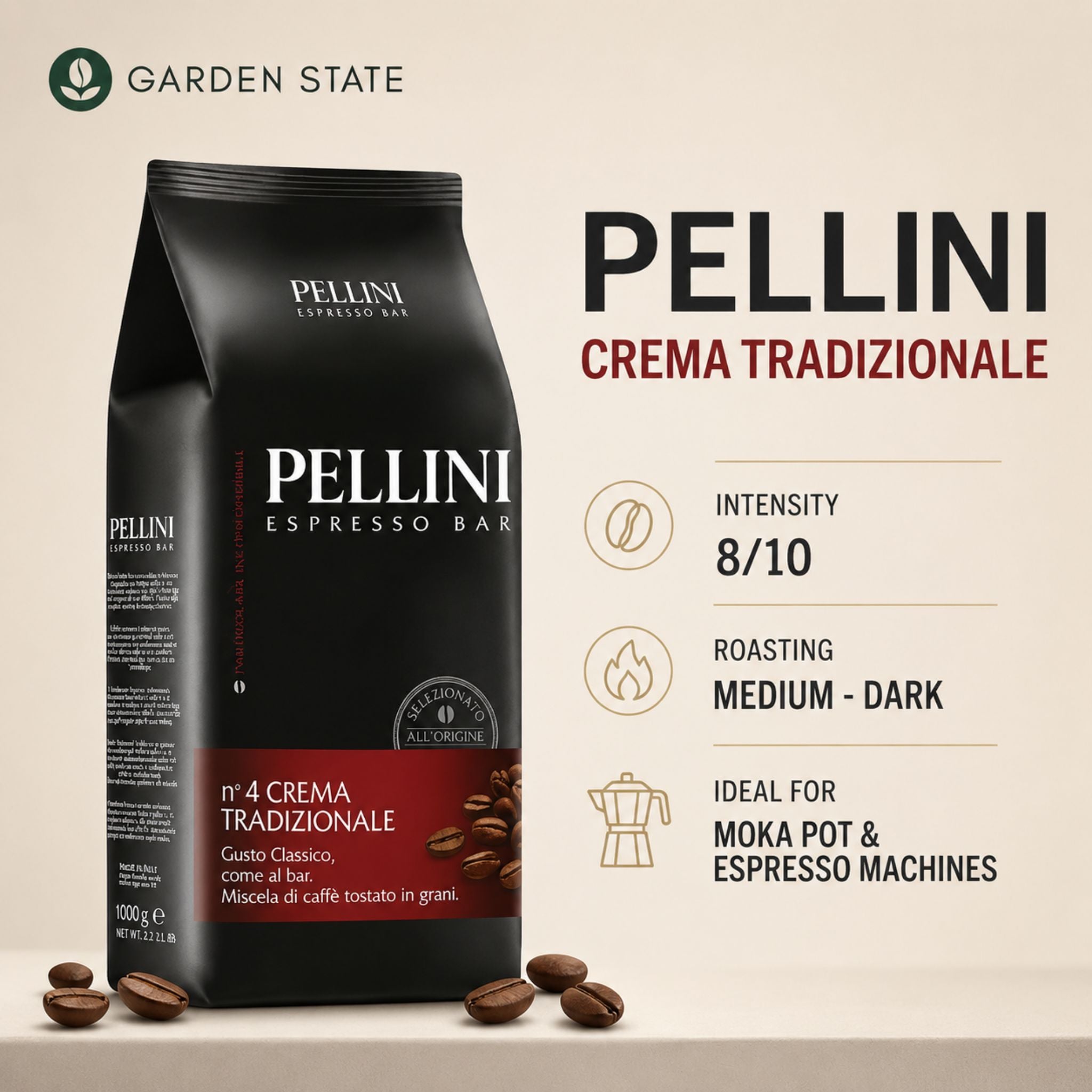Pellini Espresso Bar No.4 Crema Tradizionale Whole Coffee Beans (1 kg)