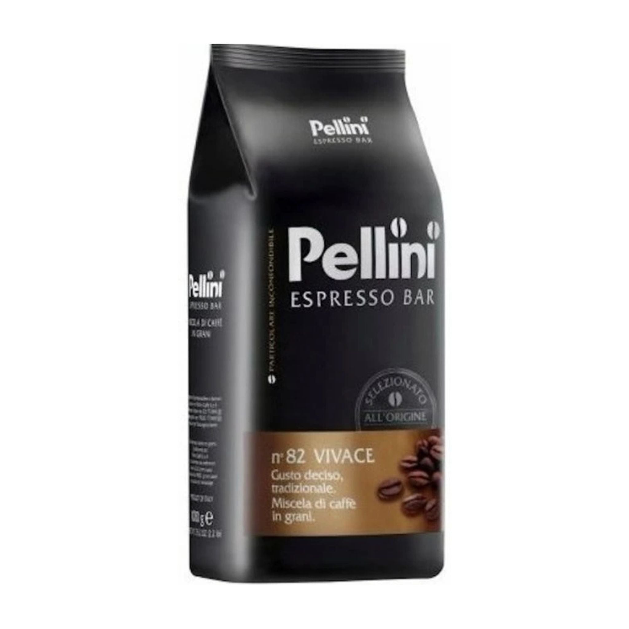 GardenState, Pellini Espresso Bar No. 82 Vivace – 1kg whole coffee beans, dark roast blend of Arabica and Robusta. Full-bodied, well-balanced Italian espresso with rich aroma. Ideal for home or professional use.