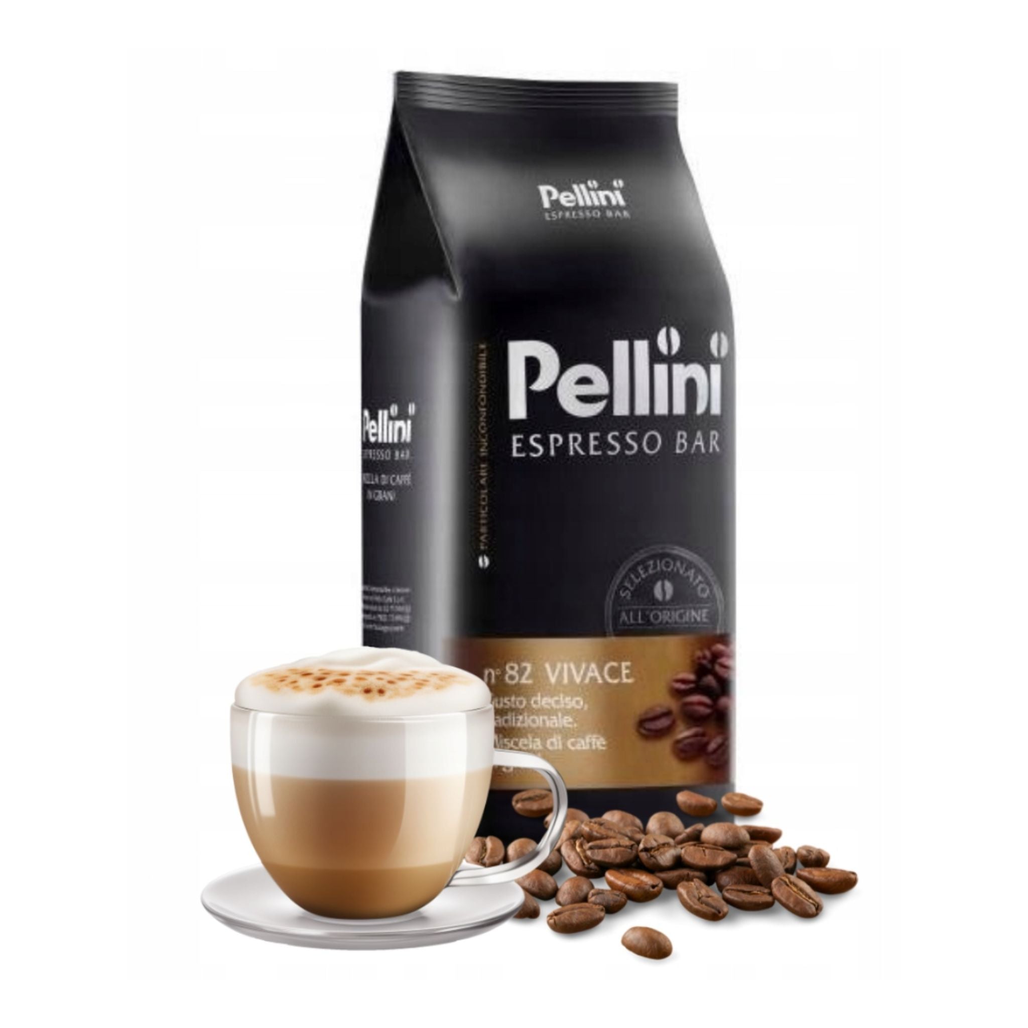 GardenState, Pellini Espresso Bar No. 82 Vivace – 1kg whole coffee beans, dark roast blend of Arabica and Robusta. Full-bodied, well-balanced Italian espresso with rich aroma. Ideal for home or professional use.