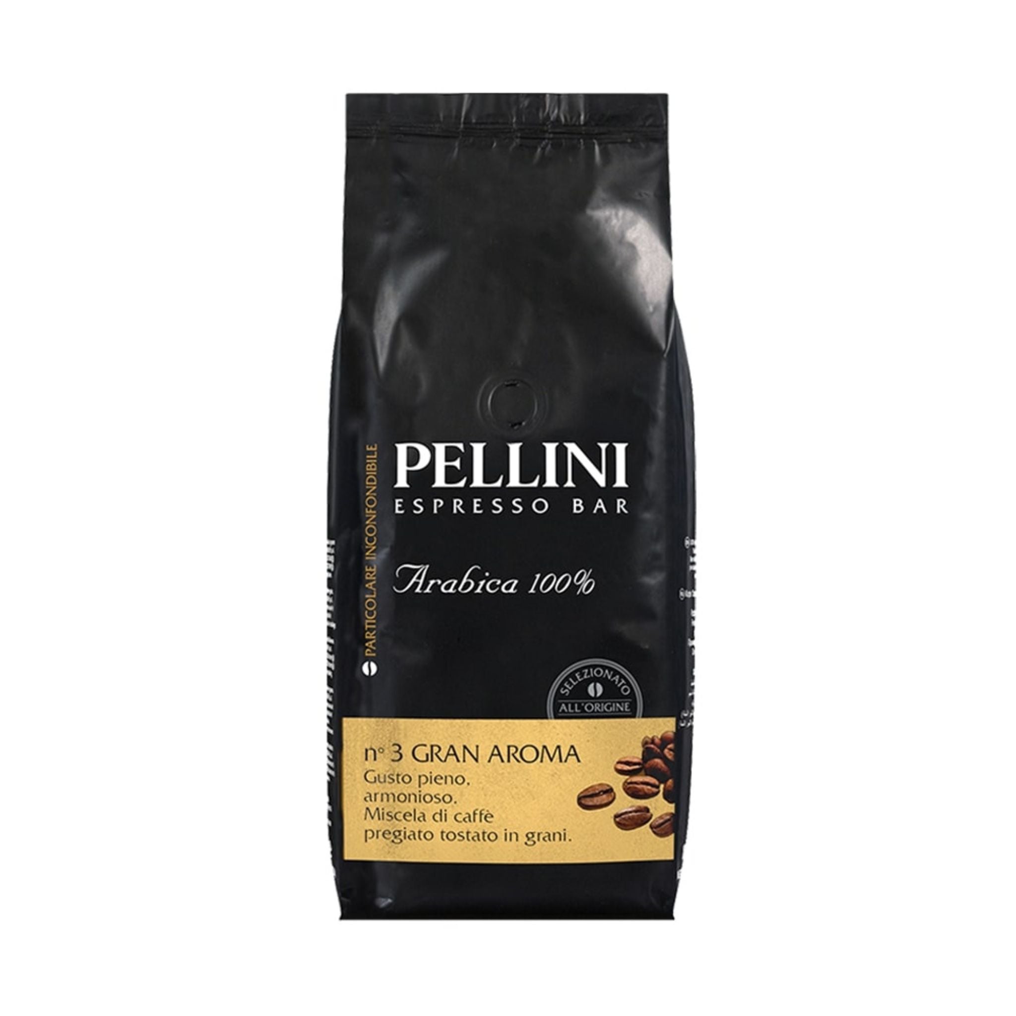 GardenState, Pellini Espresso Bar No. 3 Gran Aroma – 1KG of 100% Arabica whole coffee beans with a medium roast, offering a smooth, harmonious flavor perfect for authentic Italian espresso at home or office. Imported from Italy.