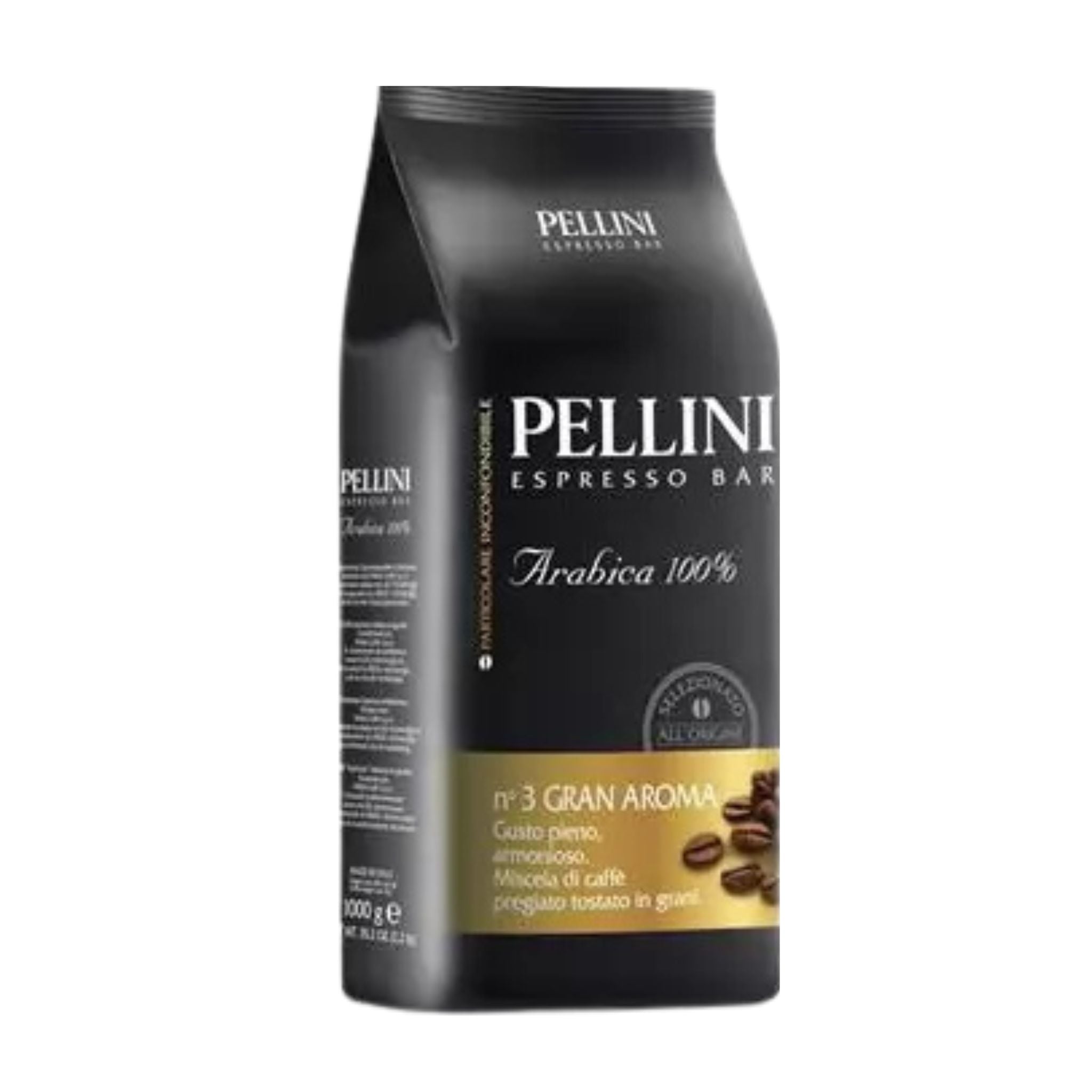 GardenState, Pellini Espresso Bar No. 3 Gran Aroma – 1KG of 100% Arabica whole coffee beans with a medium roast, offering a smooth, harmonious flavor perfect for authentic Italian espresso at home or office. Imported from Italy.