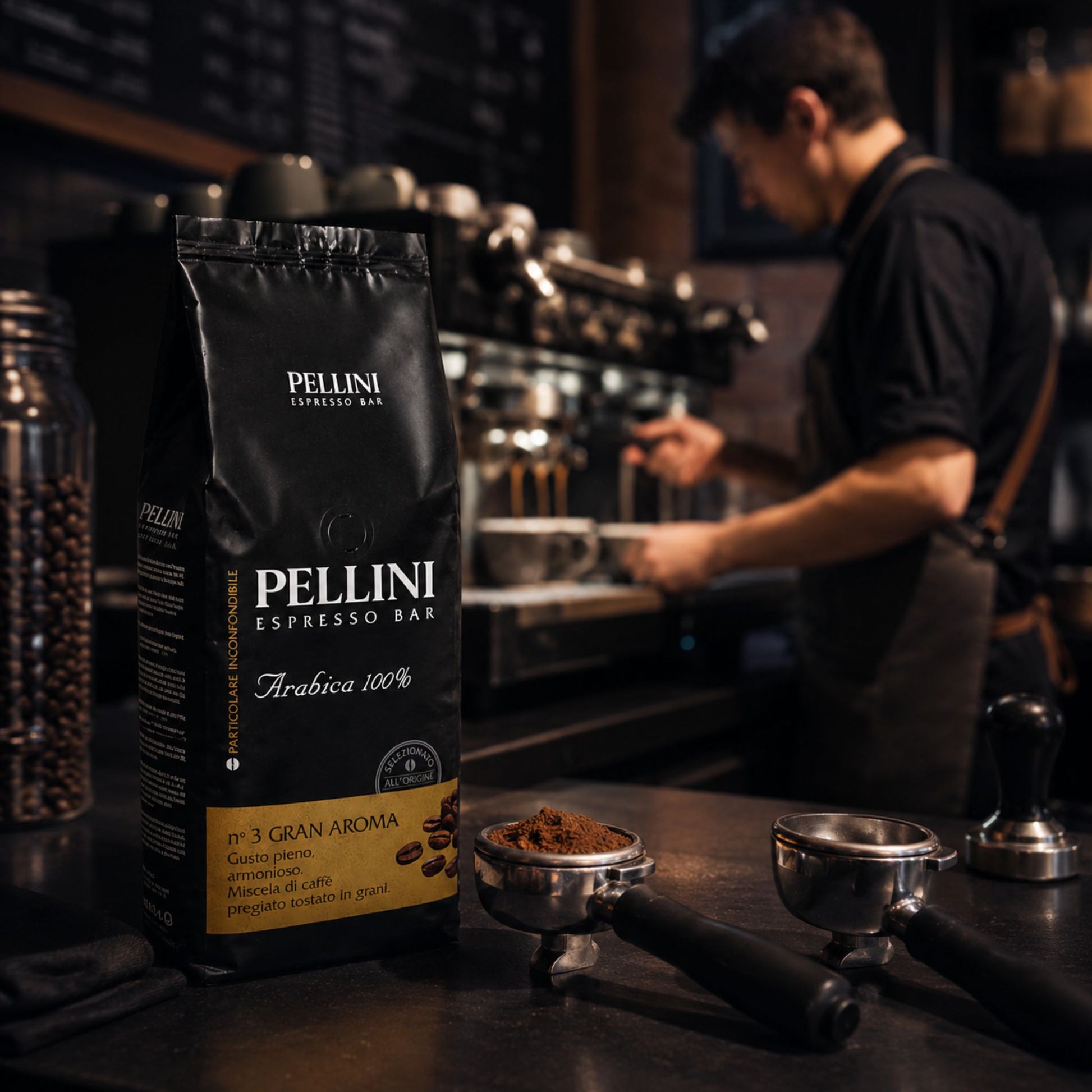 GardenState, Pellini Espresso Bar No. 3 Gran Aroma – 1KG of 100% Arabica whole coffee beans with a medium roast, offering a smooth, harmonious flavor perfect for authentic Italian espresso at home or office. Imported from Italy.