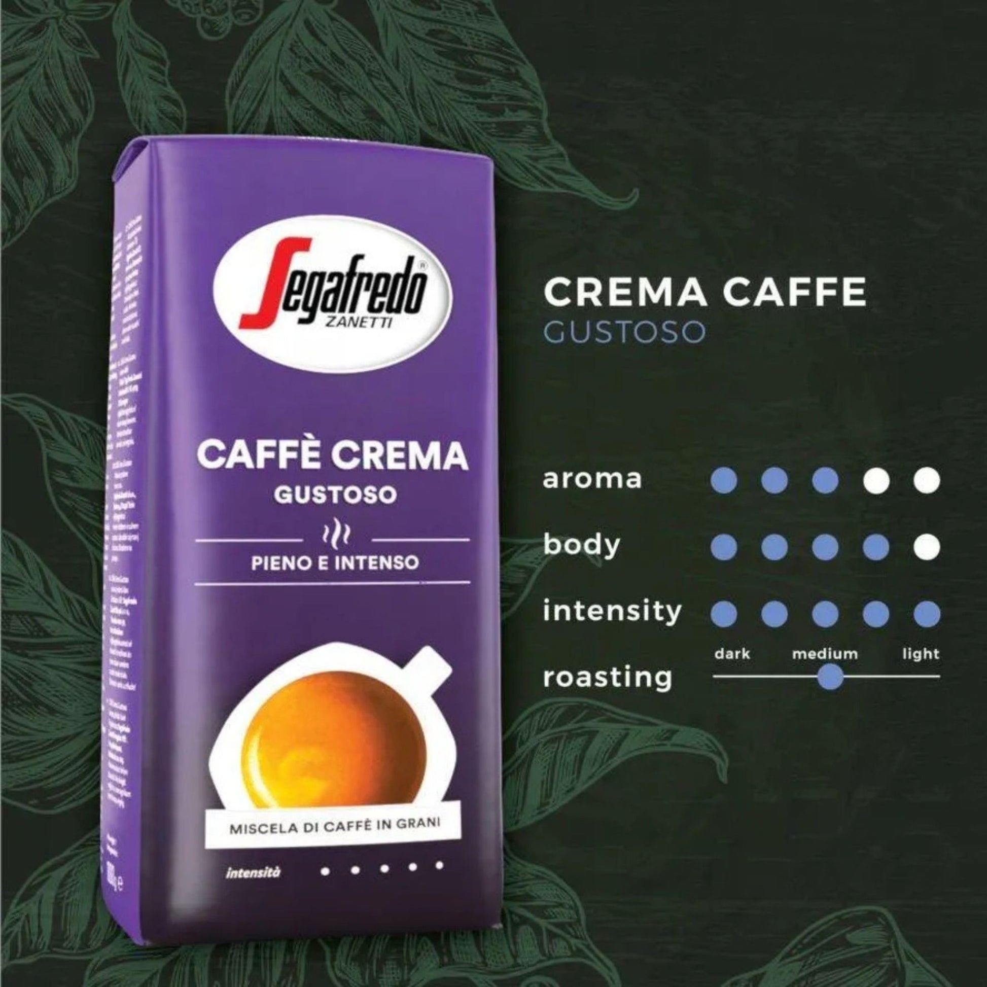 GardenState,Segafredo Zanetti Caffè Crema Gustoso (1KG) – A bold Italian blend of Arabica & Robusta beans, medium roast, 10/10 intensity. Rich aroma, velvety hazelnut-brown crema, and full-bodied taste. Ideal for all coffee machines.