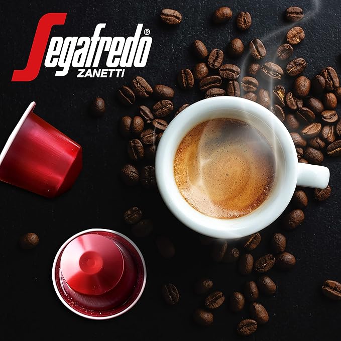GardenState, Segafredo Espresso Classico 100% Arabica aluminum capsules, Nespresso compatible, 50-pack. Intensity 10 with honey and caramel notes. Suitable for offices, resellers, and daily espresso lovers.