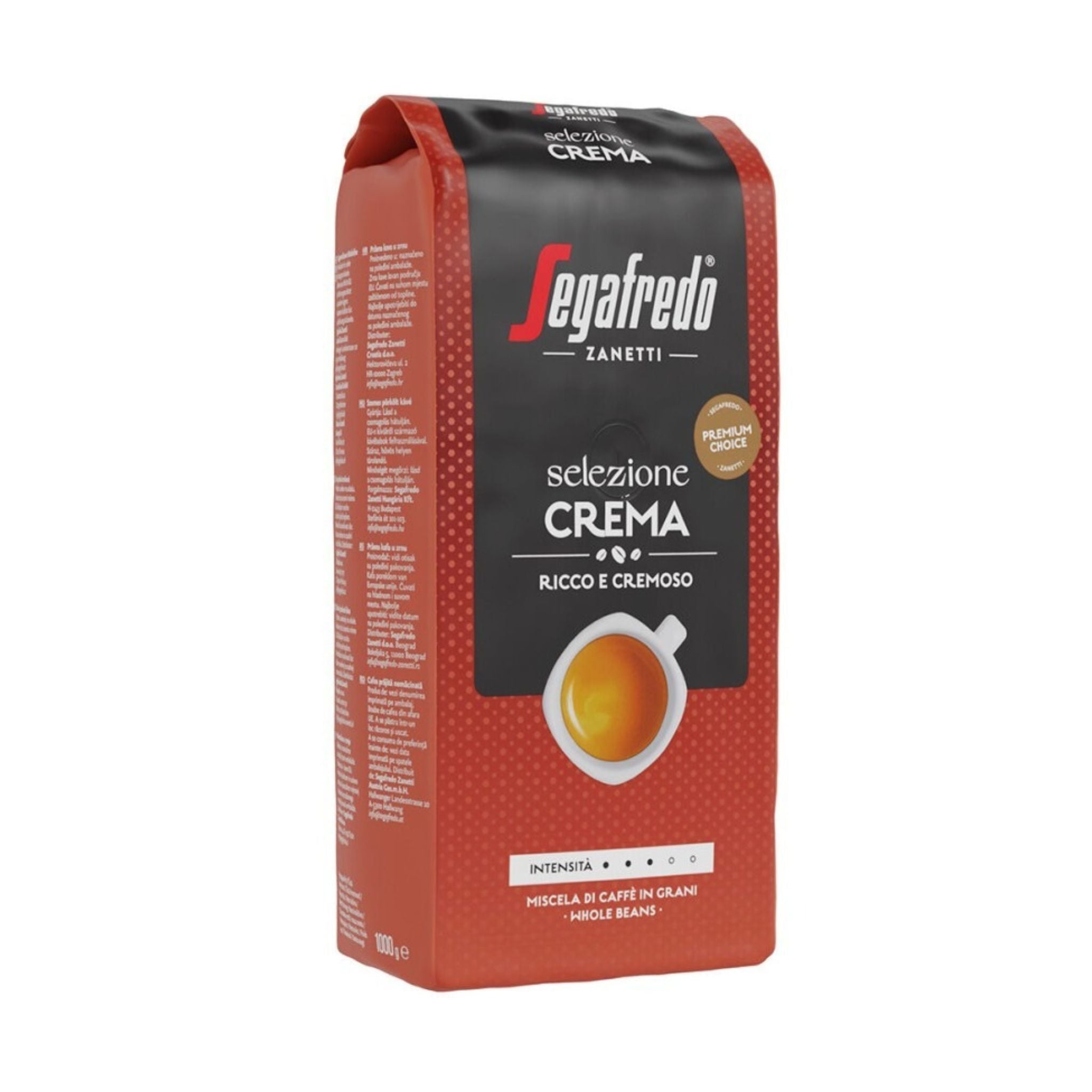 GardenState, Segafredo Selezione Crema Whole Coffee Beans (1kg) offer a premium medium roast blend with a smooth, velvety crema. Ideal for Caffè Crème, espresso, cappuccino, and latte macchiato. Perfect for high-quality coffee businesses.