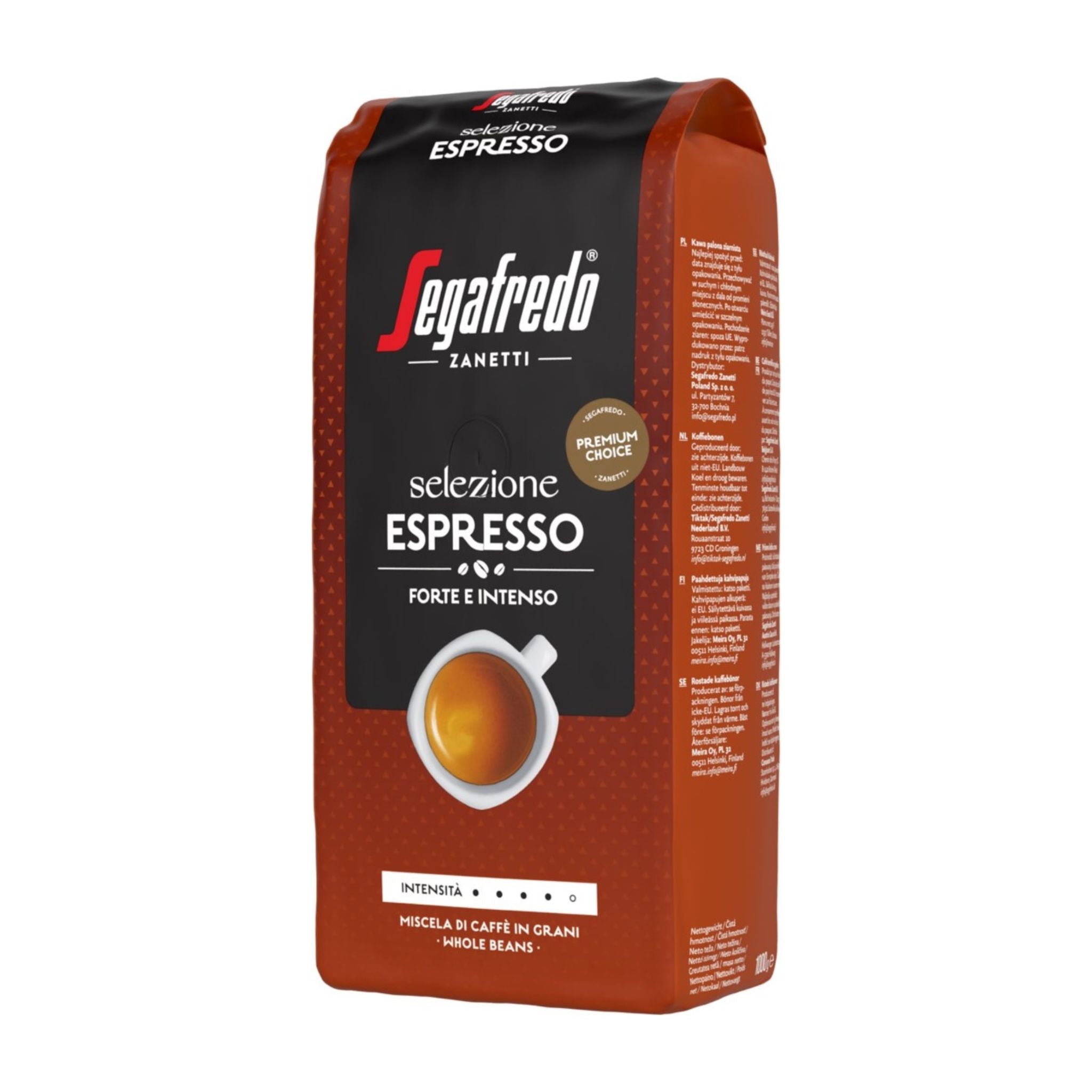 GardenState, Segafredo Selezione Espresso 1kg whole coffee beans. Medium-dark roast, 8/10 intensity. Rich notes of vanilla, red fruits, nuts & dark chocolate. Ideal for espresso, cappuccino & latte.