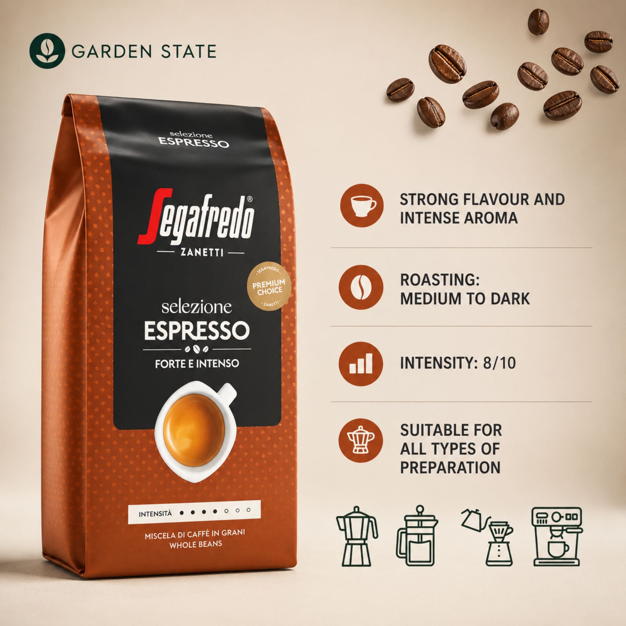 Segafredo Selezione Espresso Whole Coffee Beans (1 kg)