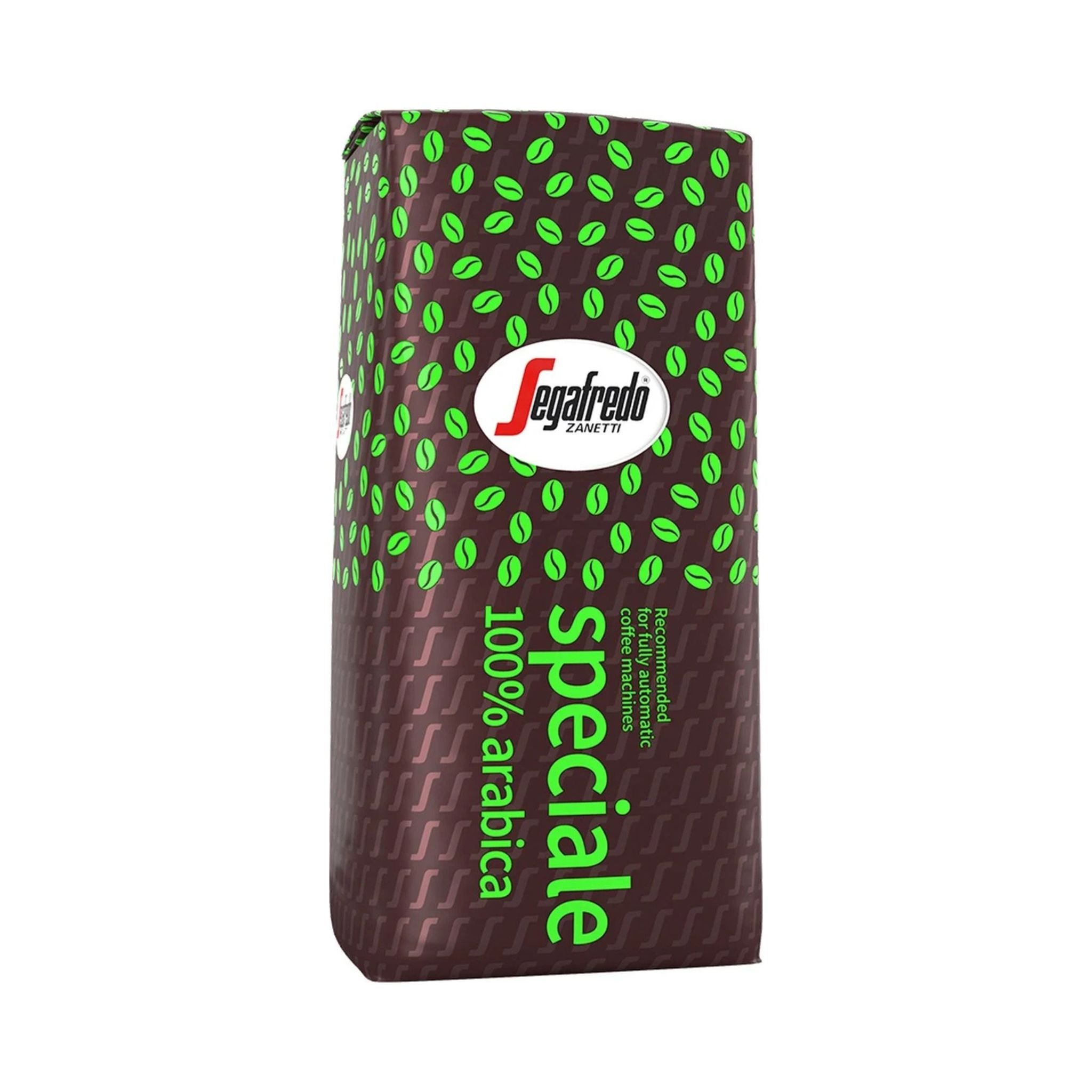 Segafredo Speciale 100% Arabica whole coffee beans in 1kg bag. Medium roast Italian coffee with floral aromas, light chocolate notes, subtle fruitiness, and a smooth balanced finish.