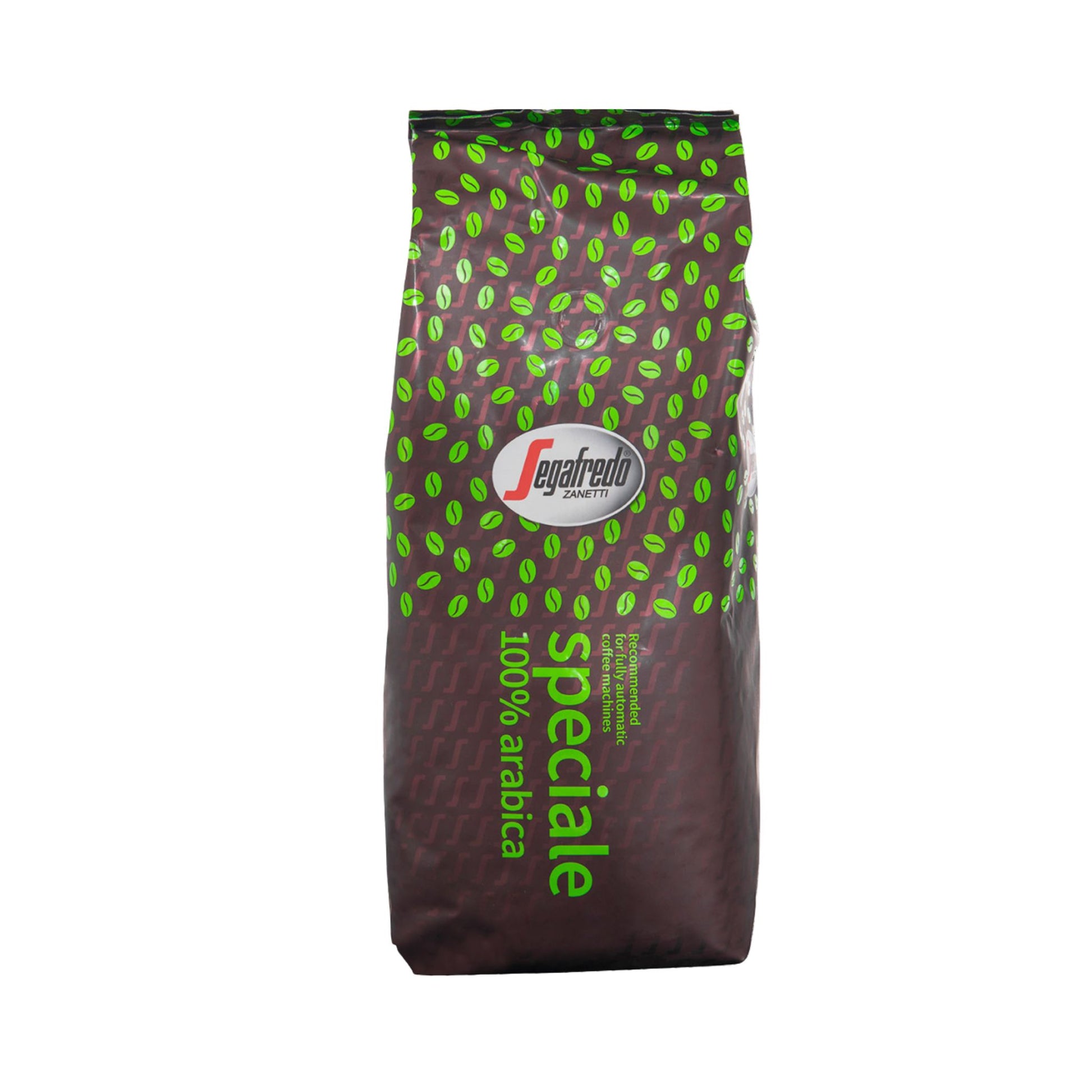 Segafredo Speciale 100% Arabica whole coffee beans in 1kg bag. Medium roast Italian coffee with floral aromas, light chocolate notes, subtle fruitiness, and a smooth balanced finish.