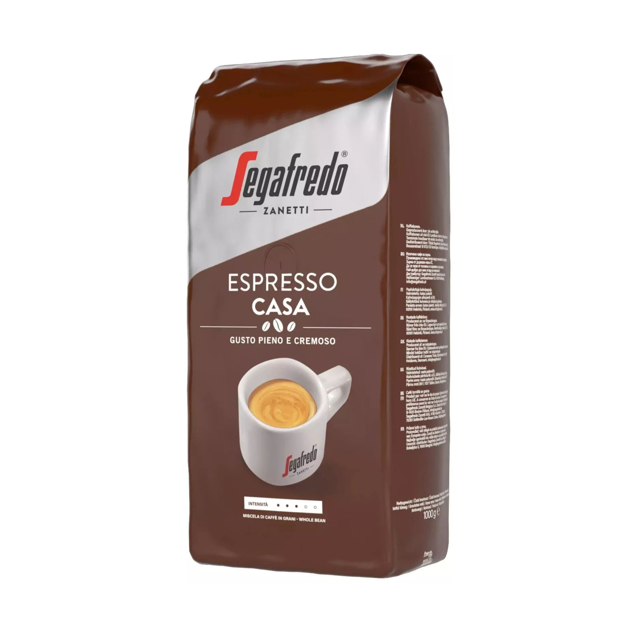 GardenState, Segafredo Espresso Casa Whole Beans (1kg) – A premium 80% Arabica, 20% Robusta blend. Medium roast with rich aroma, chocolate notes, and velvety crema. Ideal for espresso lovers at home or in professional settings. Roasted in Italy.