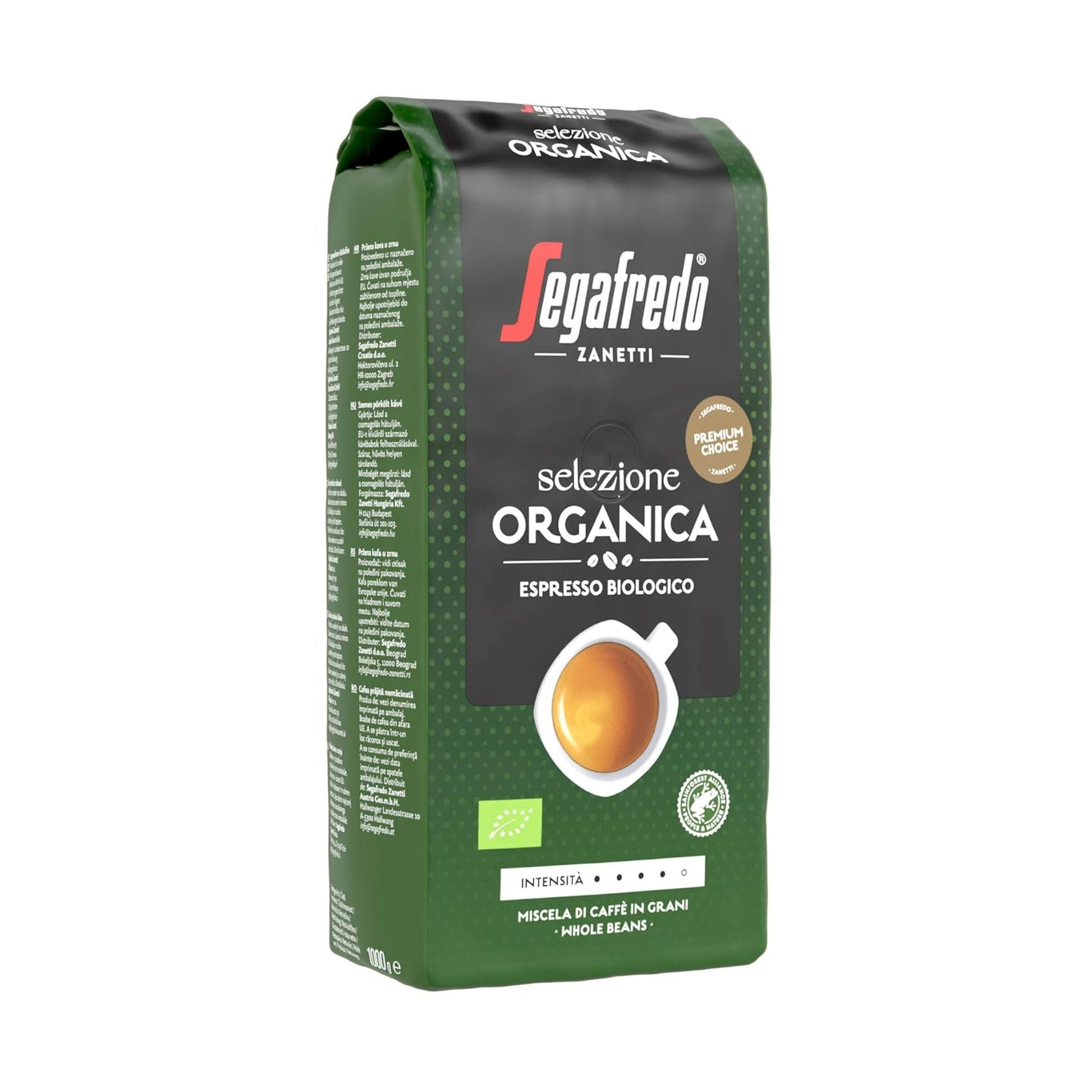 GardenState, Segafredo Organica Espresso Biologico (1KG) – Premium organic coffee beans from Peru, Mexico & Uganda. Medium roast (8/10 intensity) with rich chocolate, caramel, and nutty notes. Roasted in Italy, perfect for espresso & all brewing methods.