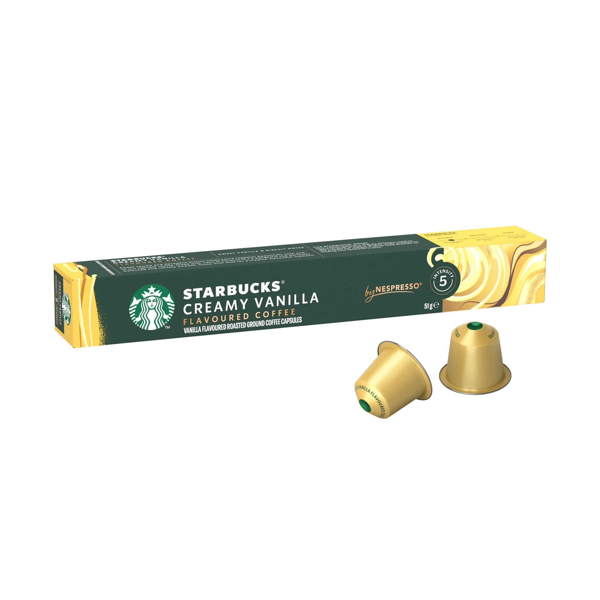 GardenState,Starbucks® Creamy Vanilla by Nespresso® – Pack of 10 coffee capsules with smooth blonde roast, sweet vanilla and biscuit notes, compatible with Nespresso® Original machines.