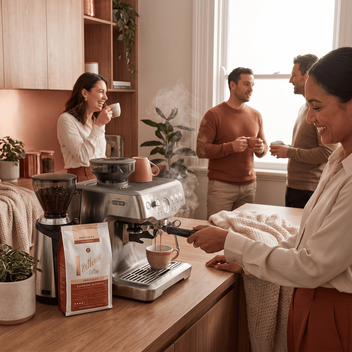 Vittoria Espresso Supreme specialty coffee served as freshly brewed espresso, smooth medium roast coffee with balanced flavour, ideal for home baristas, cafés and offices