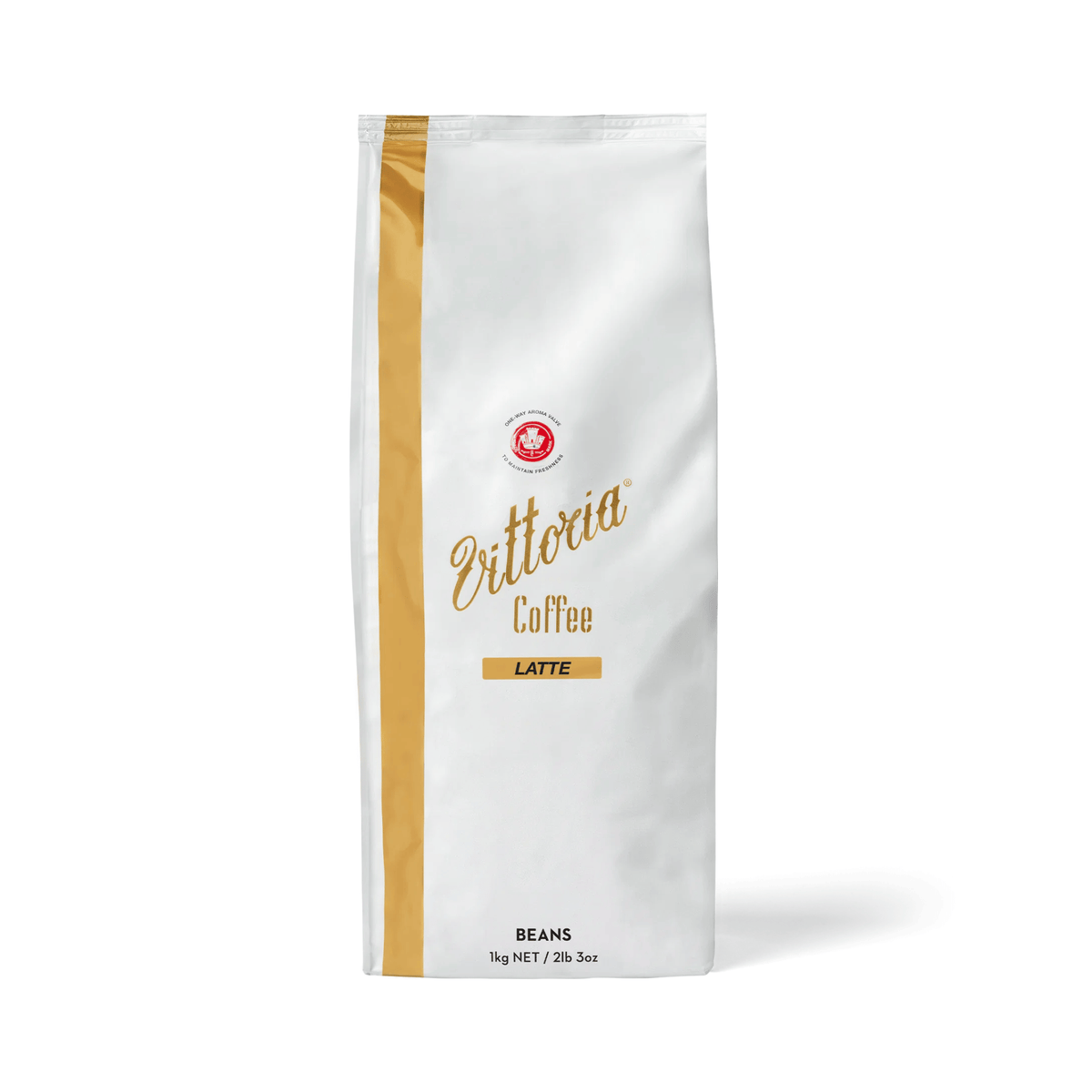 Vittoria Coffee Latte Whole Coffee Beans 1kg, Medium-Dark Roast, Intensity 12/15, 100% Arabica coffee beans for latte, cappuccino, cafés and home baristas
