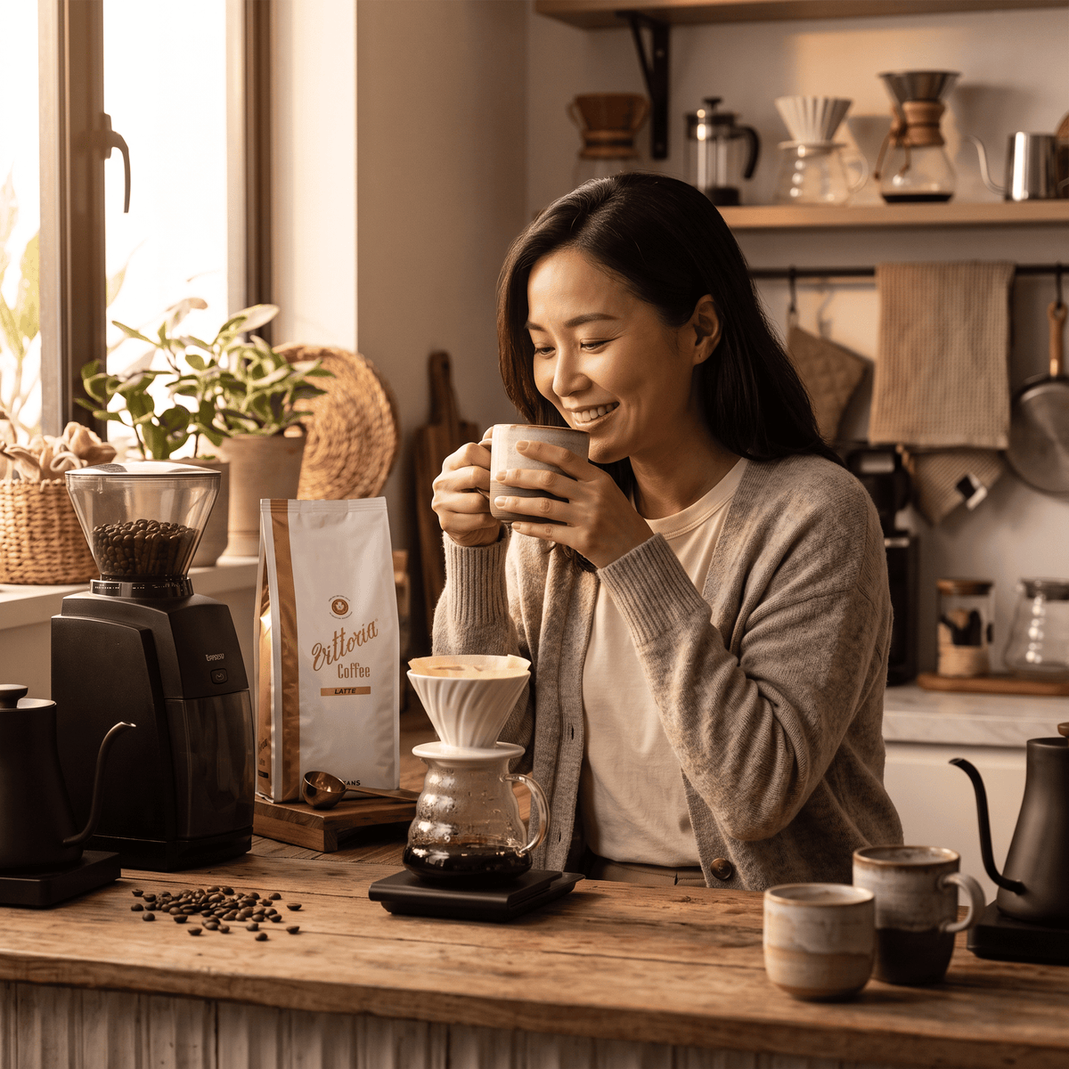 Vittoria Latte whole coffee beans freshly ground for milk-based coffee, Medium-Dark Roast 12/15 intensity, ideal for cafés, offices and home coffee brewing
