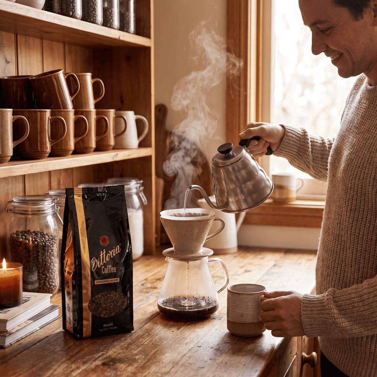Vittoria Mountain whole coffee beans freshly ground for a bold espresso, Dark Roast 14/15 intensity, ideal for home baristas, cafés and office coffee stations