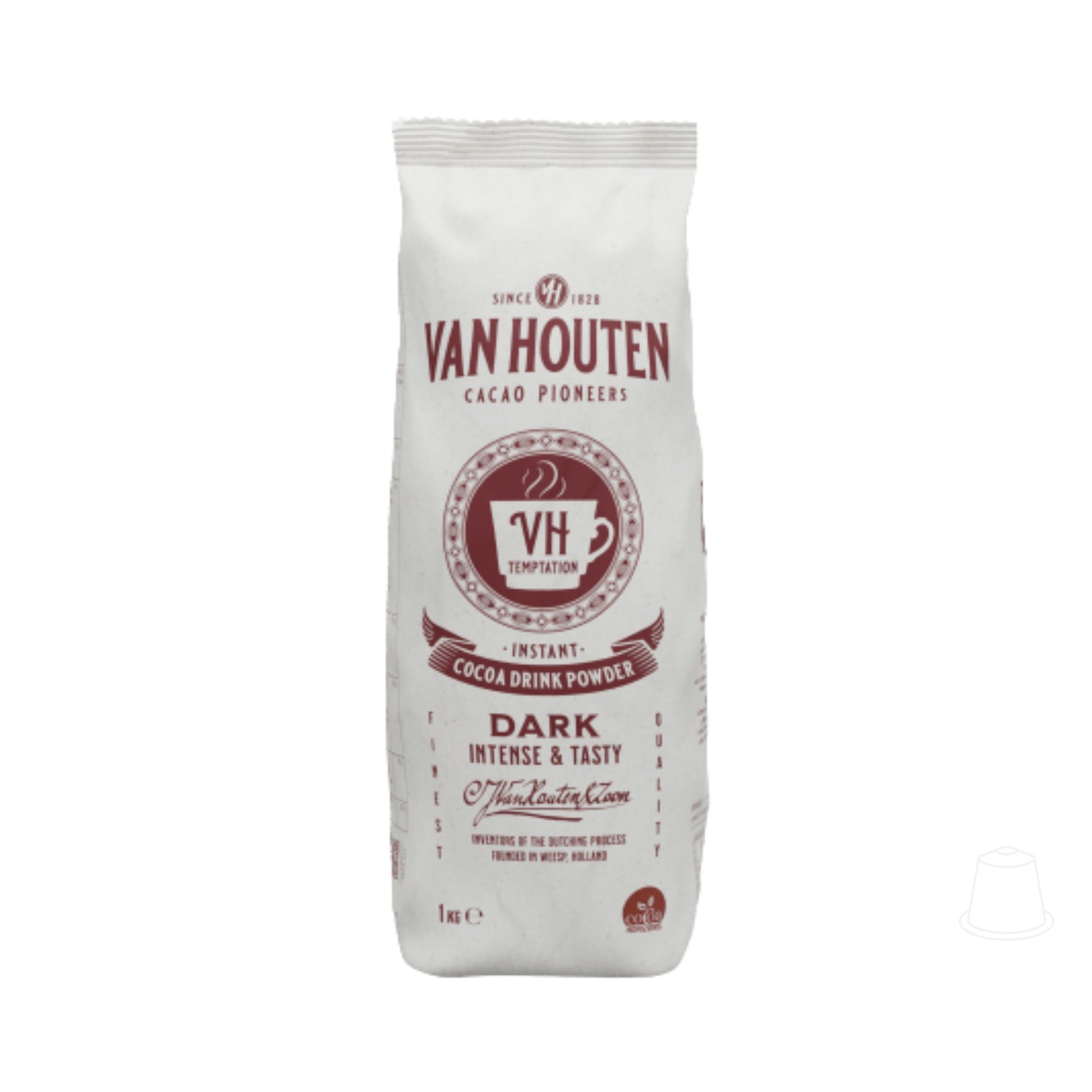 GardenState coffee wholesale,Van Houten Dark Chocolate Drink Powder 1kg 21 percent cocoa, instant hot chocolate for HoReCa, café and commercial use Singapore.