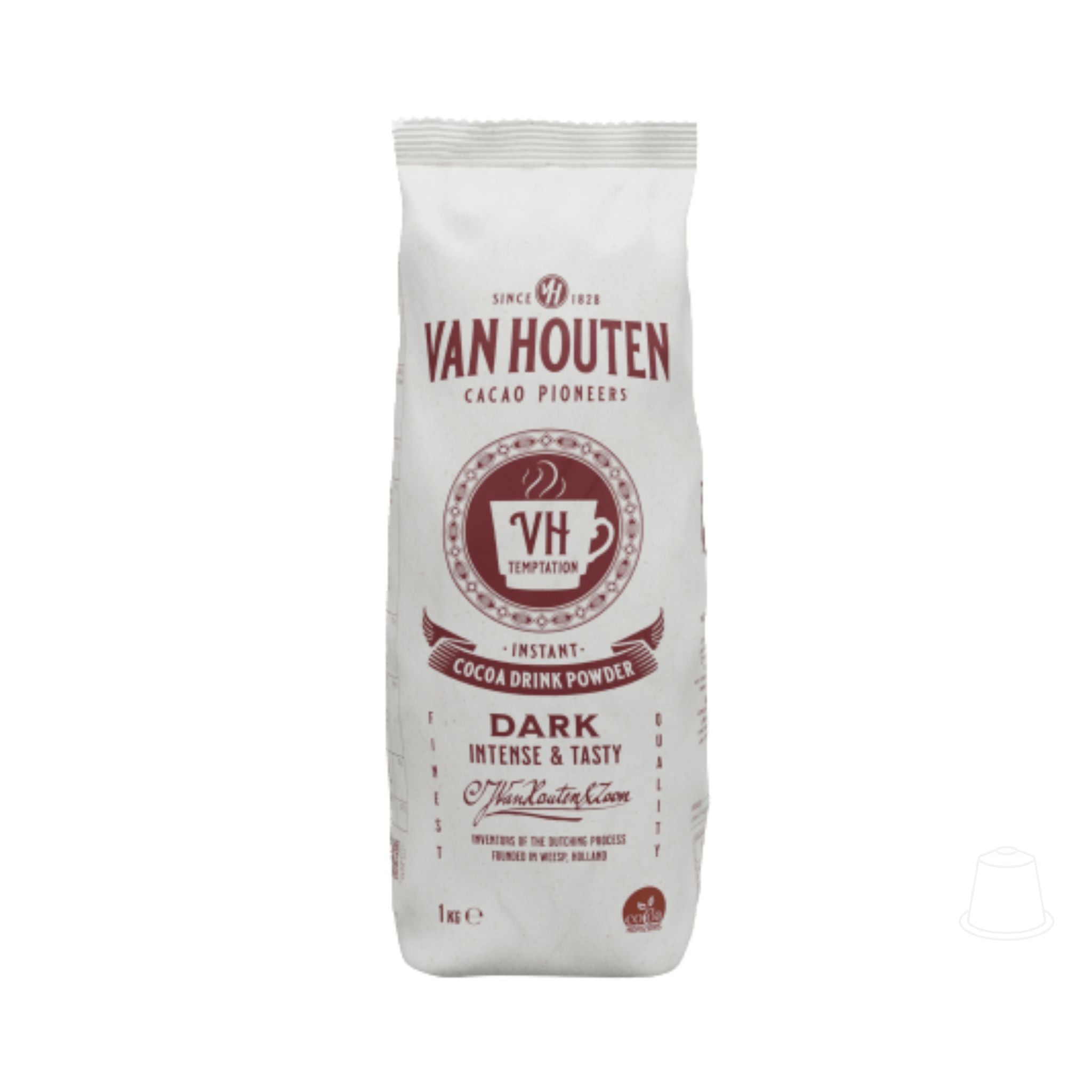 GardenState coffee wholesale,Van Houten Dark Chocolate Drink Powder 1kg 21 percent cocoa, instant hot chocolate for HoReCa, café and commercial use Singapore.
