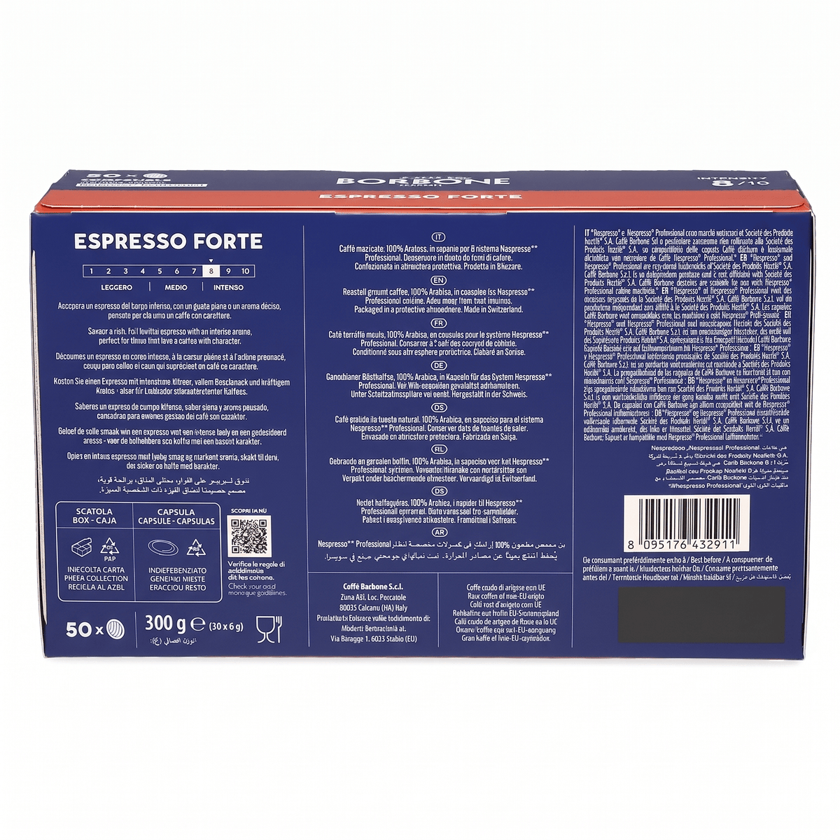 Caffe Borbone Espresso Forte Nespresso Professional Compatible Coffee Capsules Pack of 50 Product Packaging for Home and Office Coffee Supplies Garden State Coffee Singapore