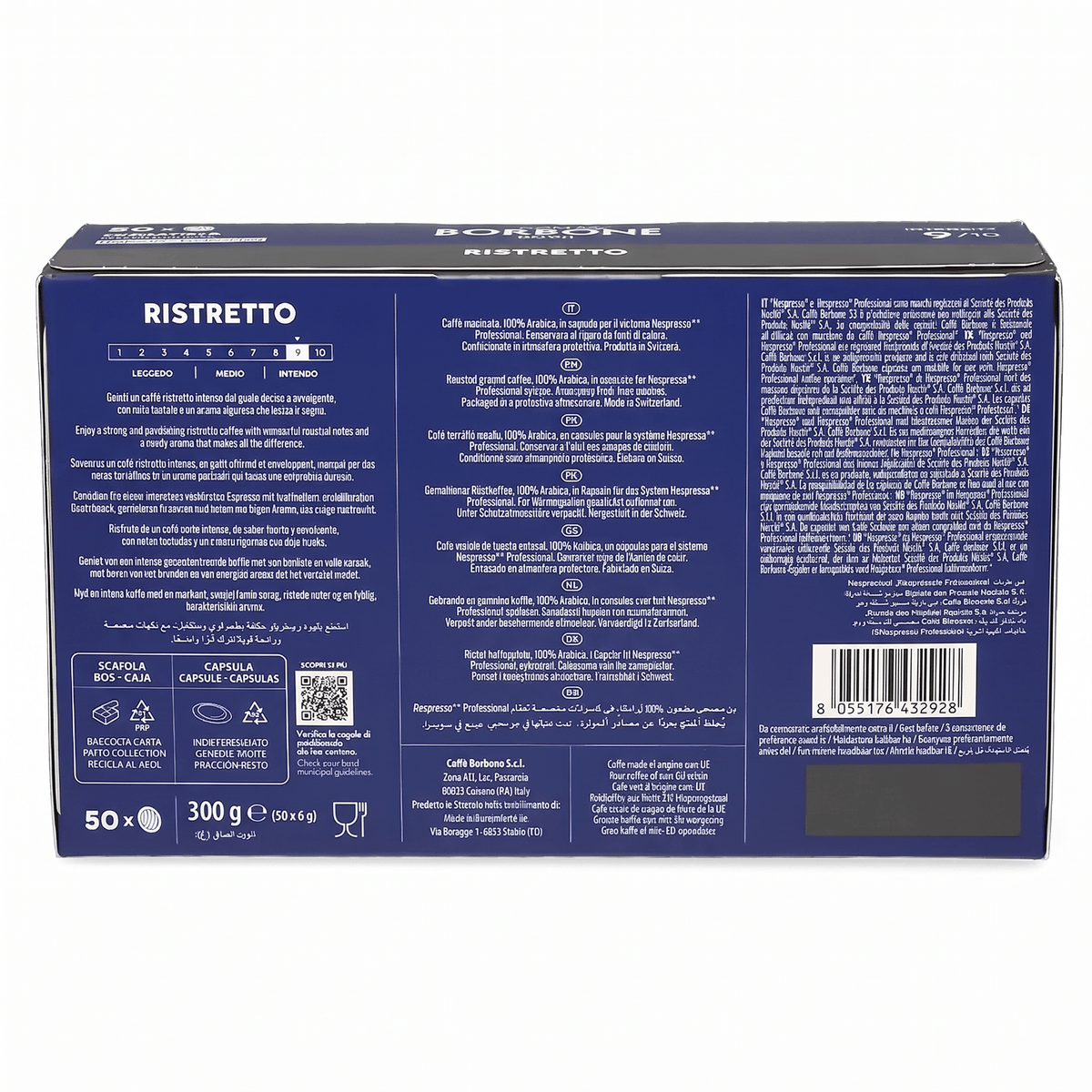 Caffe Borbone Ristretto Nespresso Professional Compatible Coffee Capsules Pack of 50 Product Packaging for Home and Office Coffee Supplies Garden State Coffee Singapore