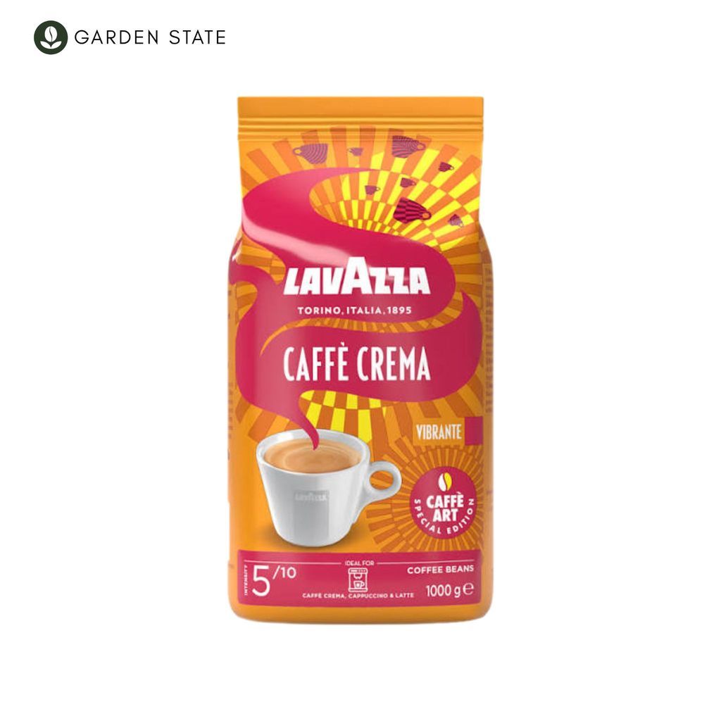Lavazza Caffe Crema Vibrante whole coffee beans 1kg bag, intensity 5/10, ideal for Caffe Crema, cappuccino and latte.